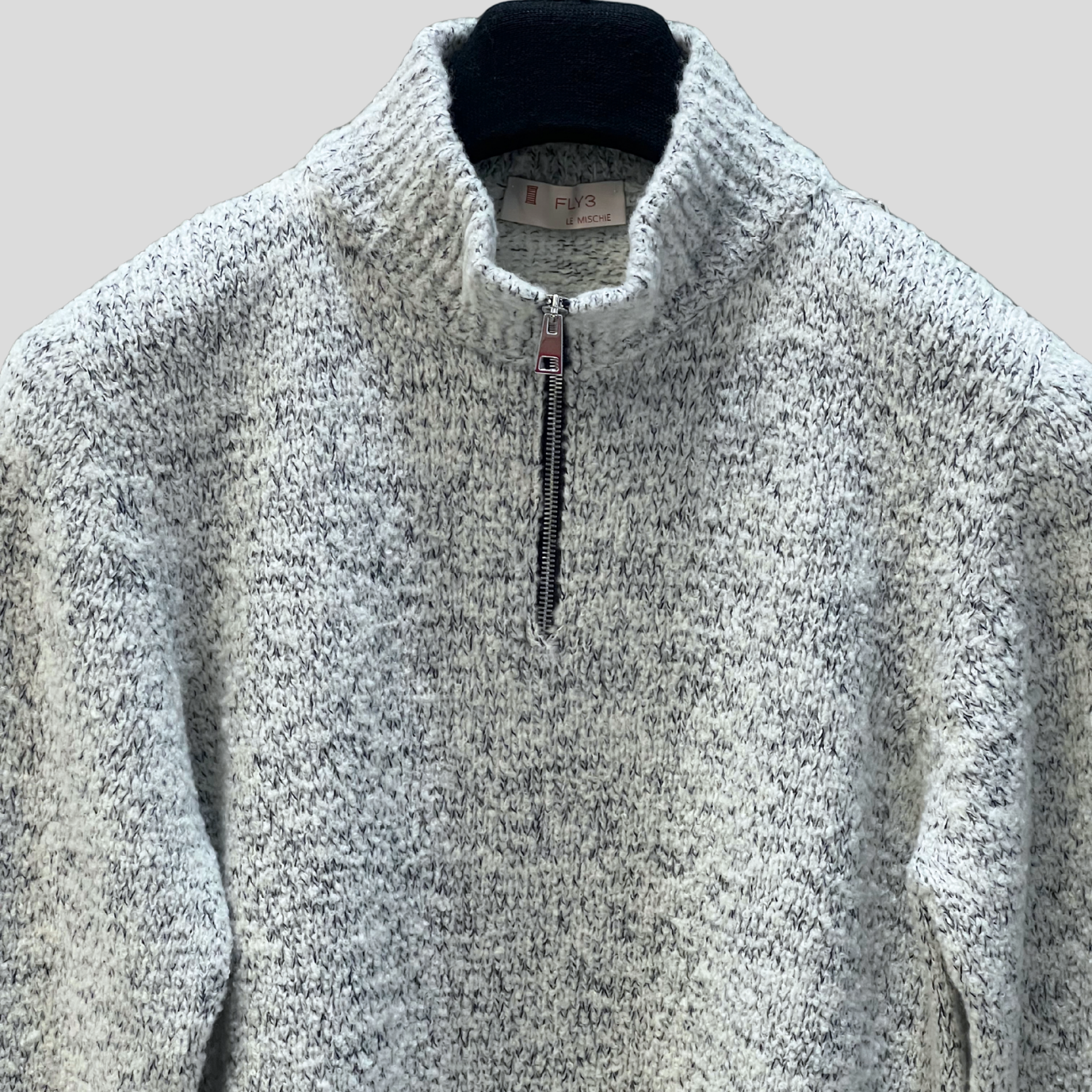 WOOL BLEND QUARTER-ZIP SWEATER - ECRU