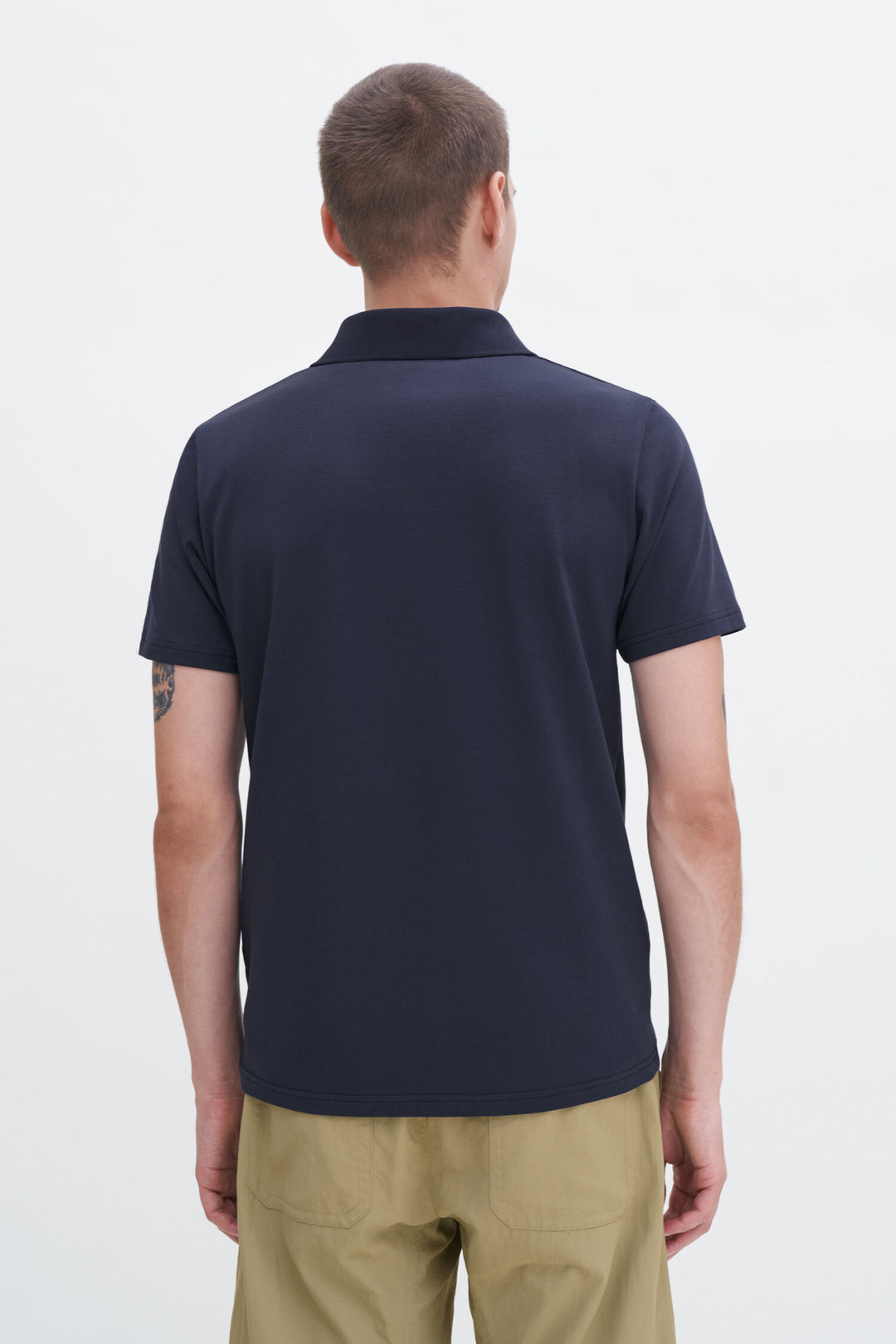 Stretch Cotton Polo T-Shirt - Dusk blue