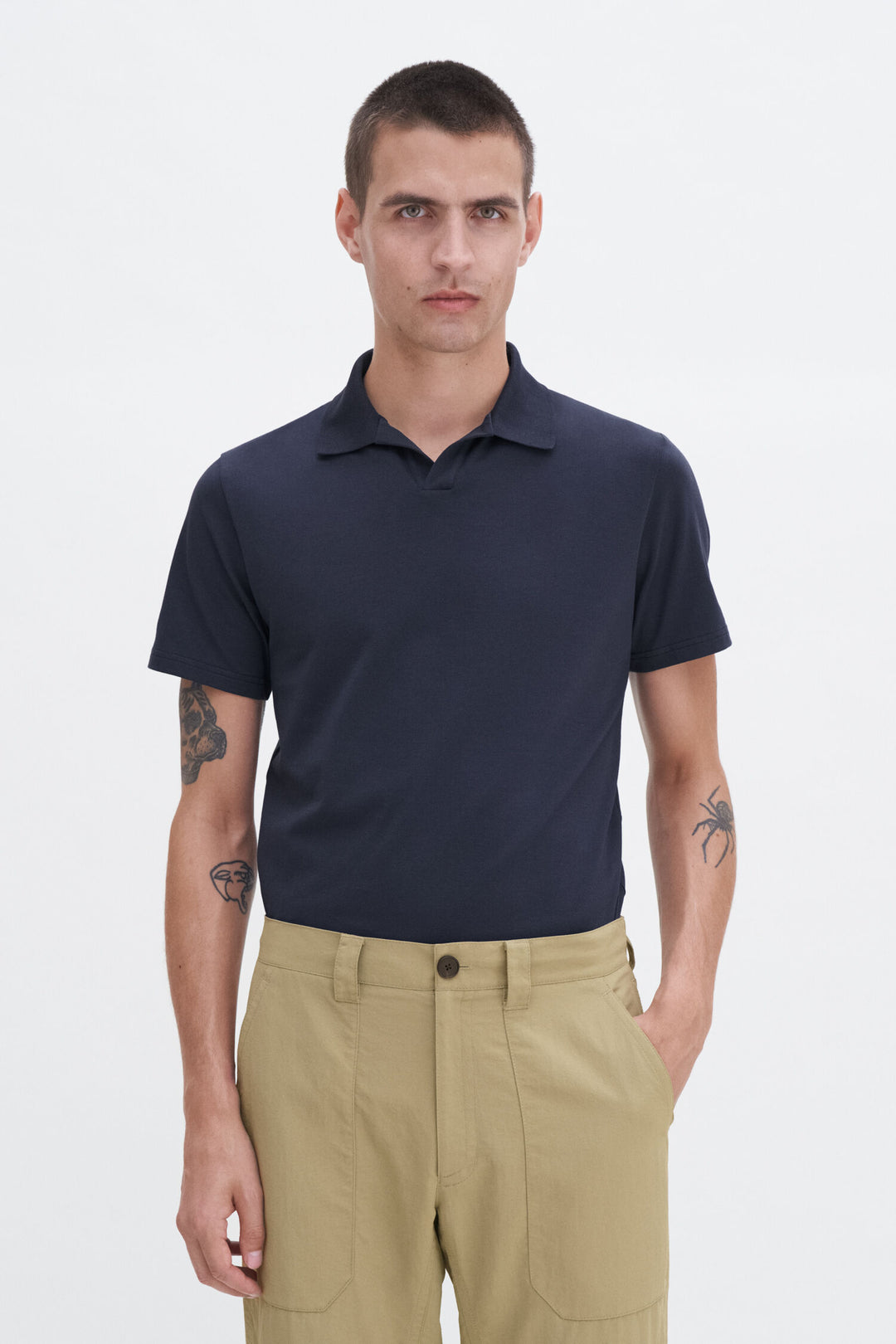 Stretch Cotton Polo T-Shirt - Dusk blue