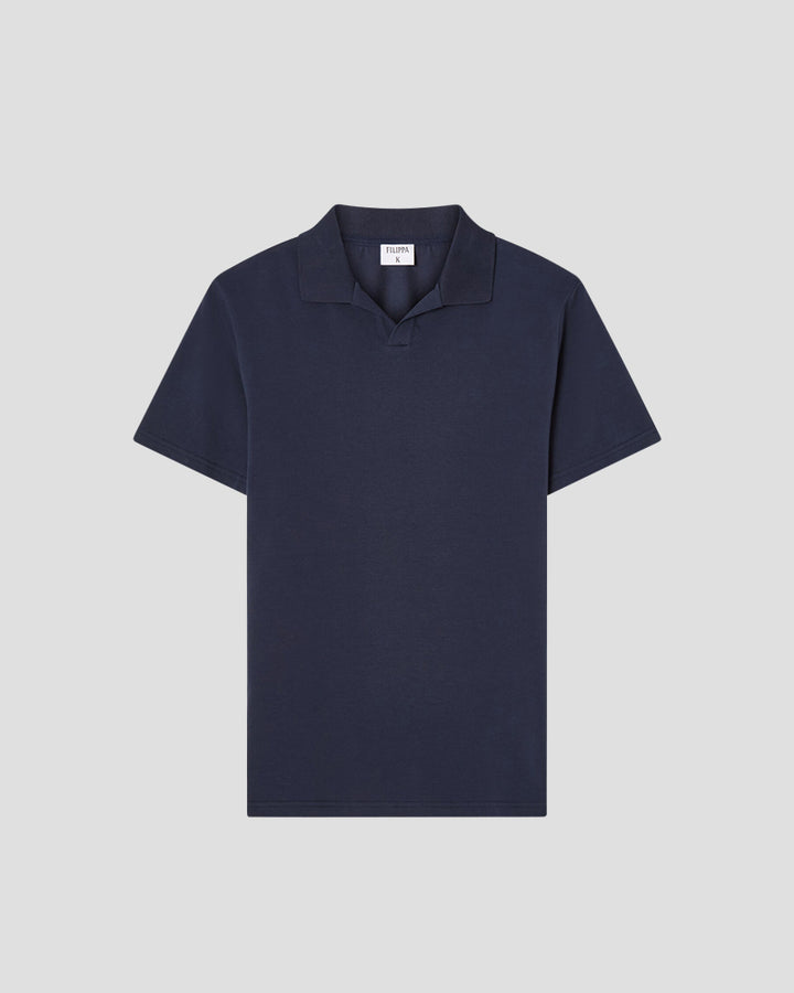 Stretch Cotton Polo T-Shirt - Dusk blue
