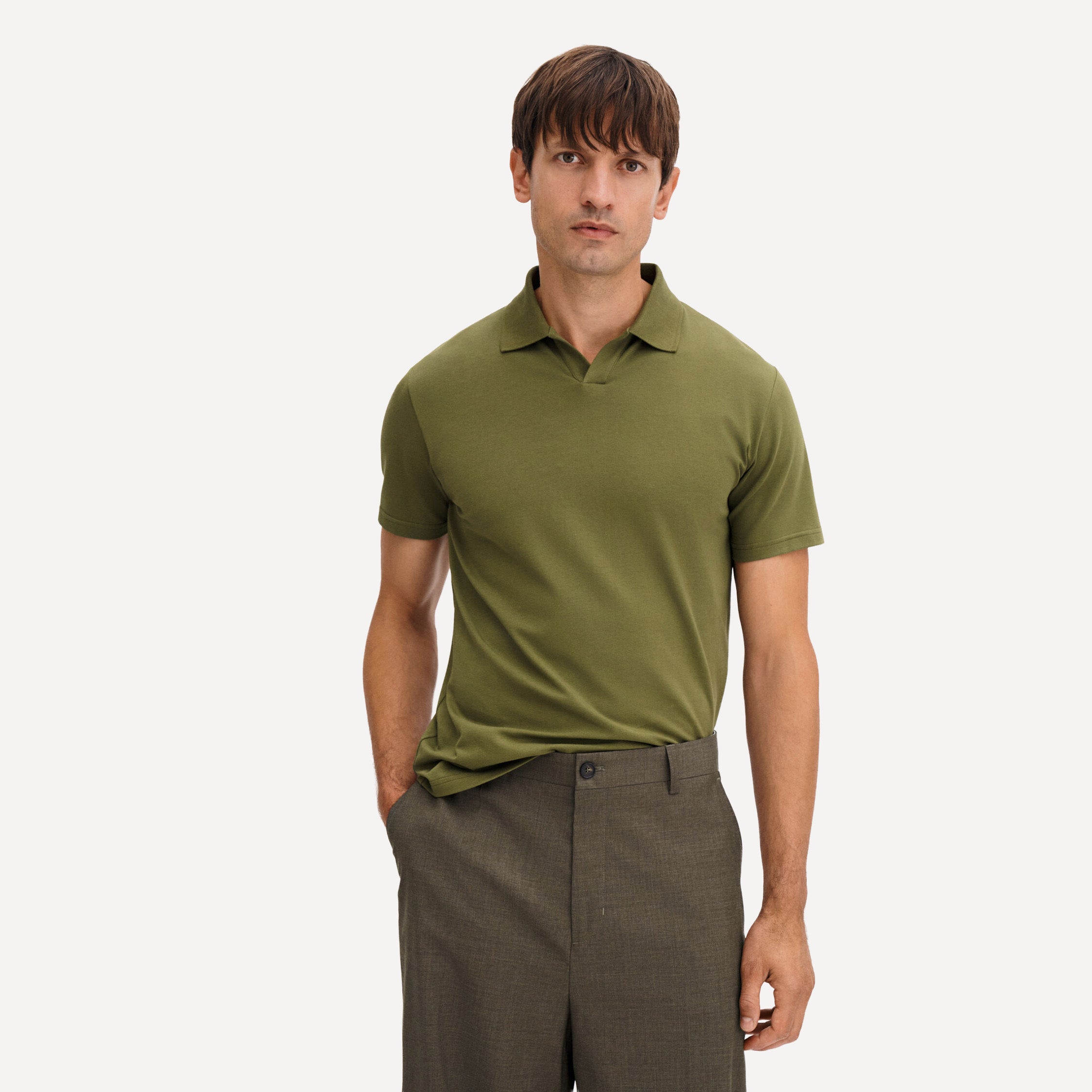 STRETCH COTTON POLO - LAUREL GREEN