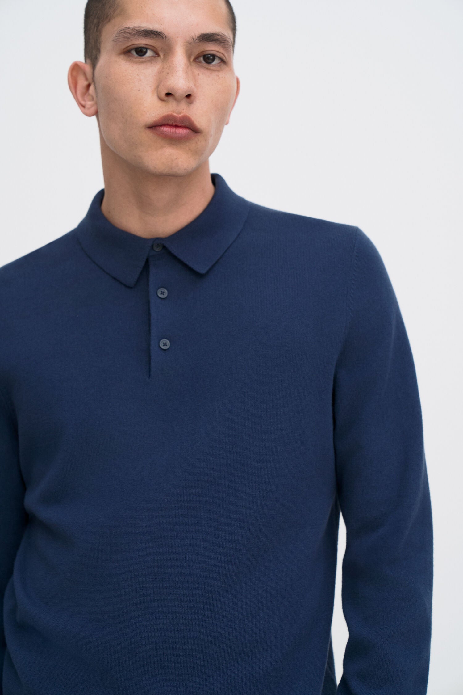 FILIPPA K KNITTED POLO SHIRT DUSK BLUE