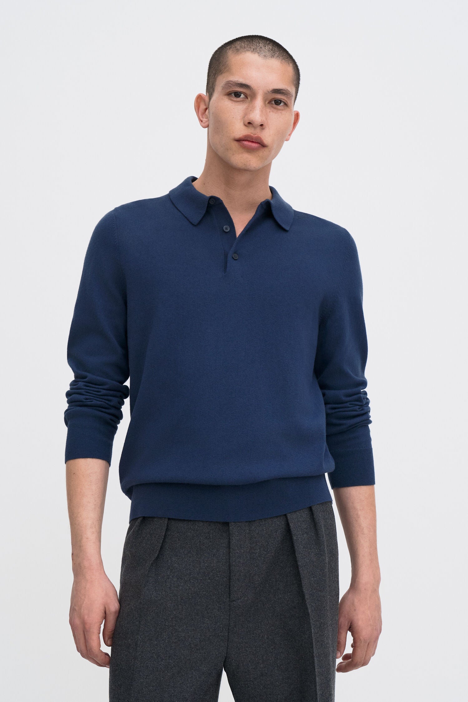 FILIPPA K KNITTED POLO SHIRT DUSK BLUE