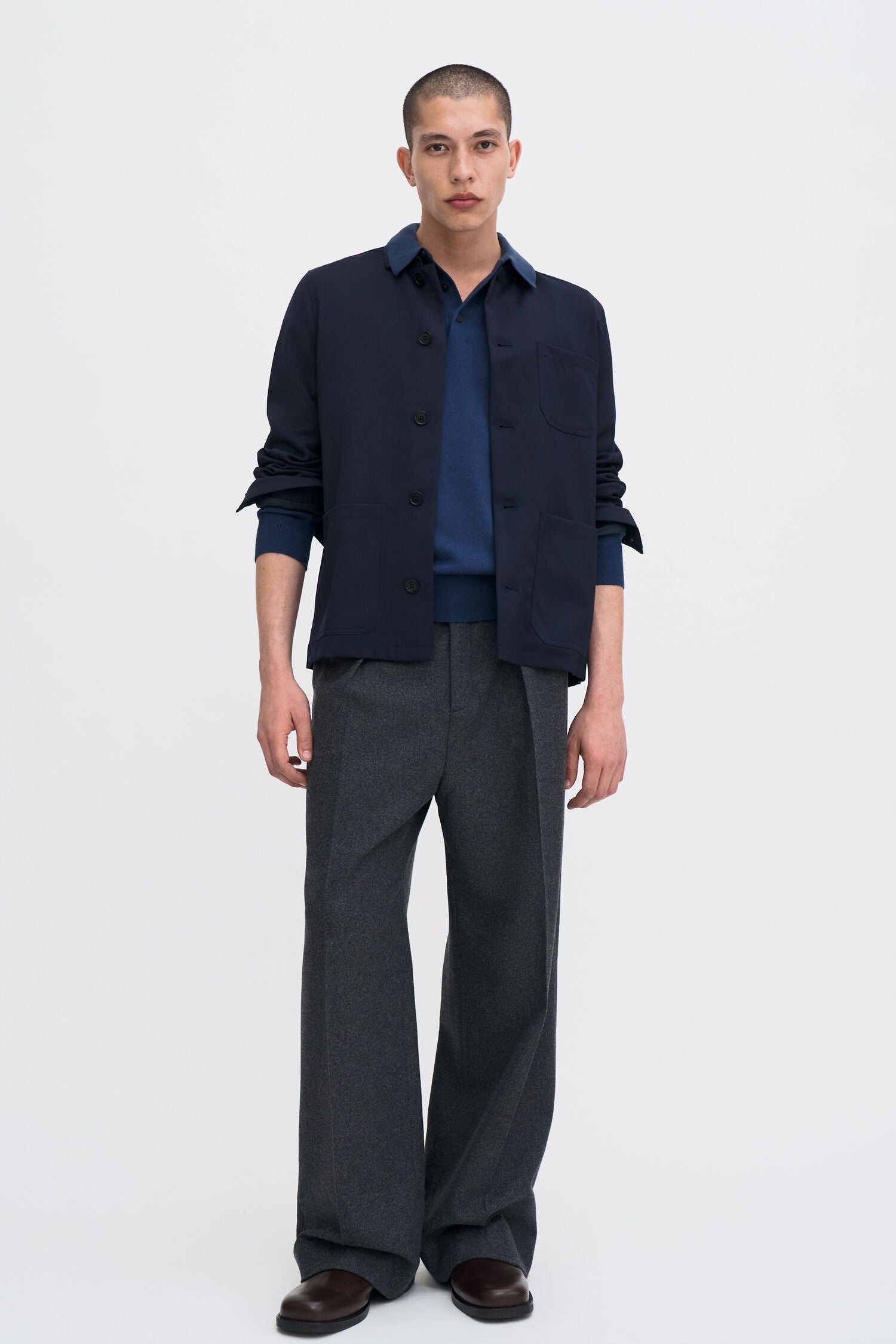 FILIPPA K KNITTED POLO SHIRT DUSK BLUE