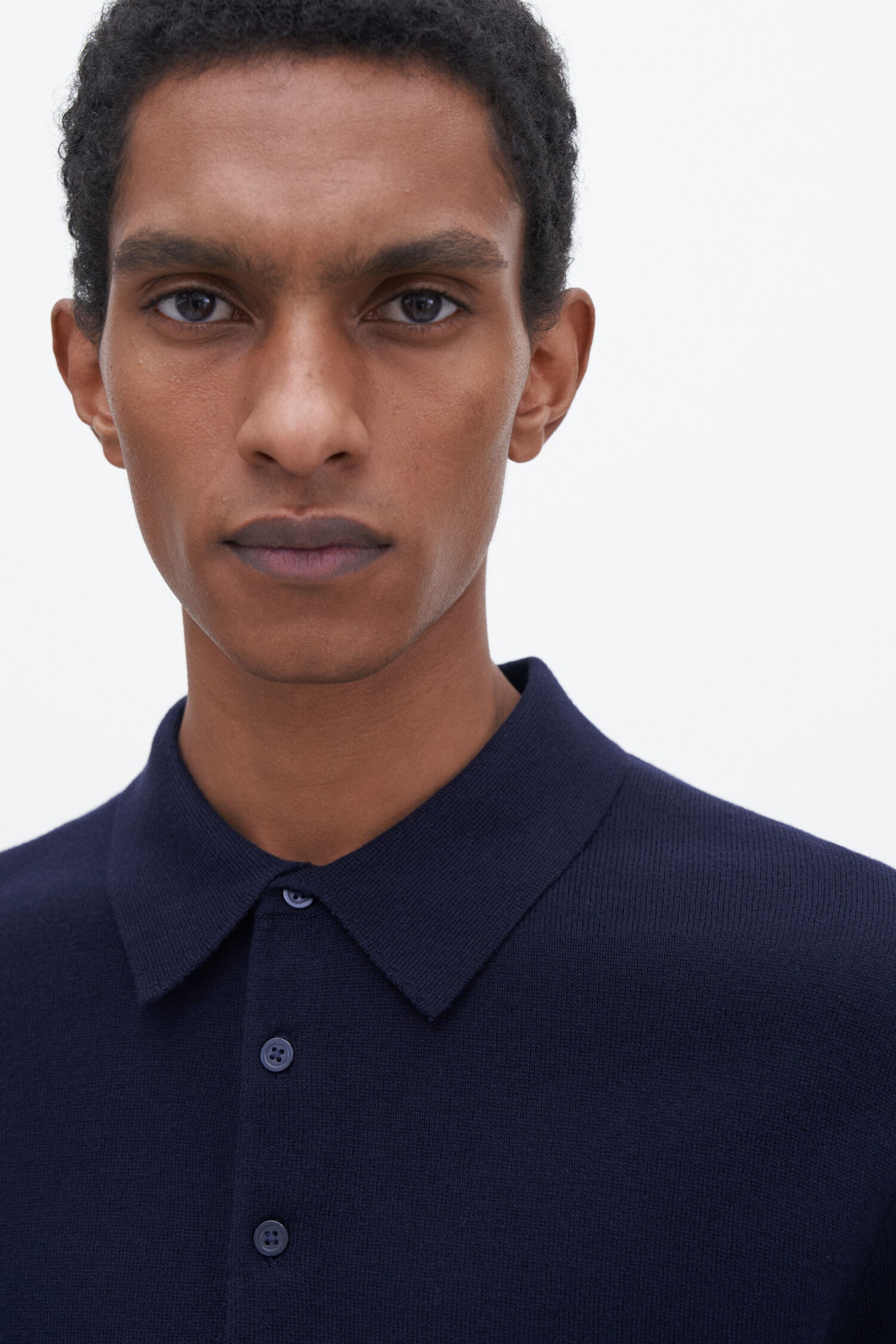 FILIPPA K KNITTED POLO SHIRT NAVY