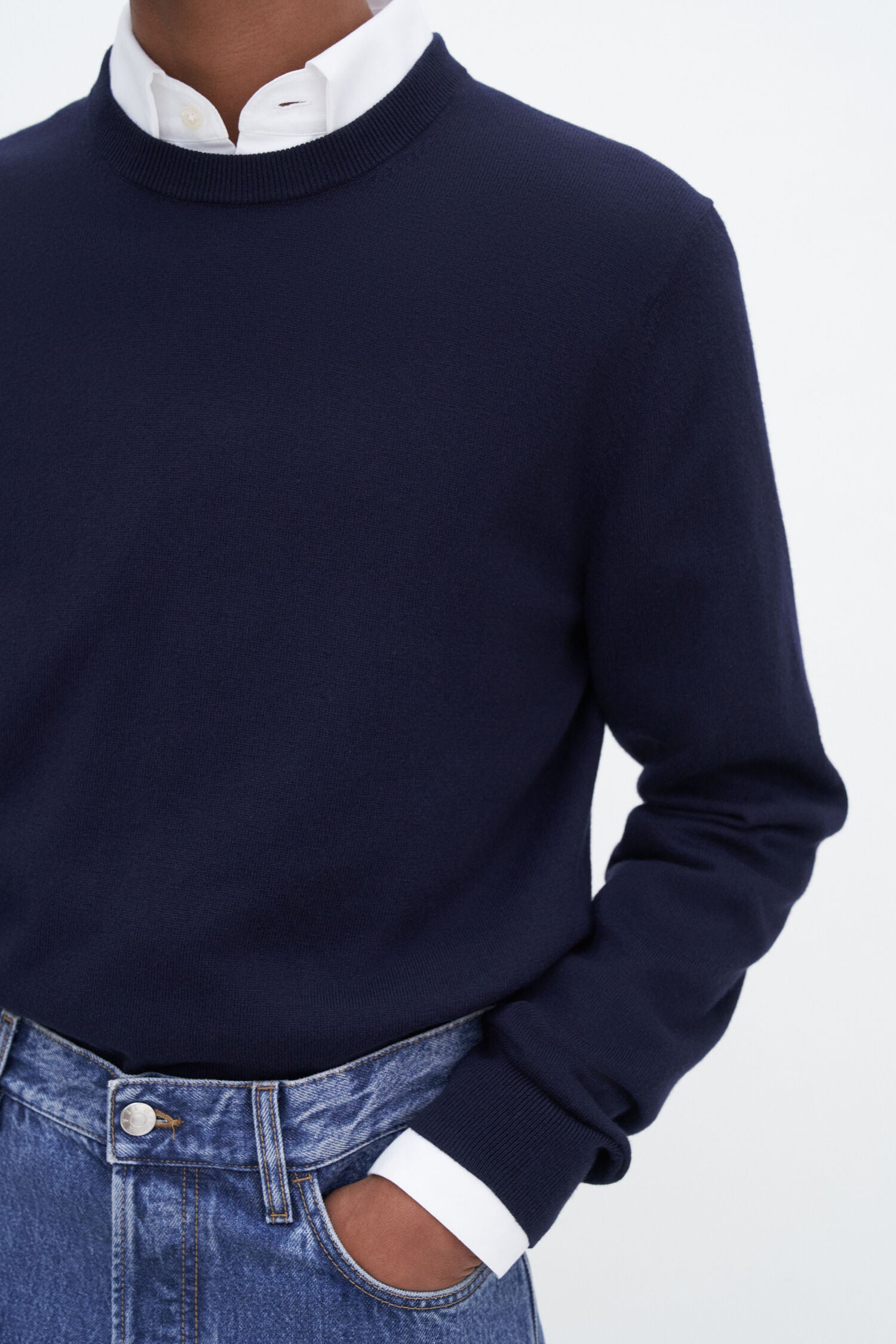 FILIPPA K COTTON MERINO SWEATER NAVY