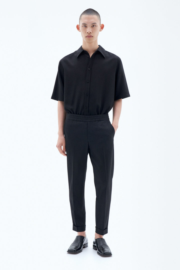 TERRY CROPPED TROUSERS - BLACK