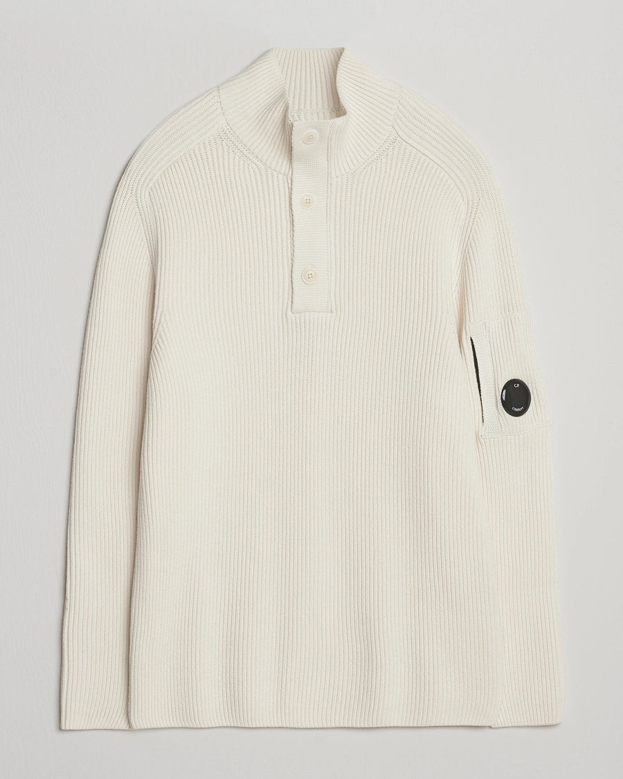 RIB HALF BUTTON SWEATER