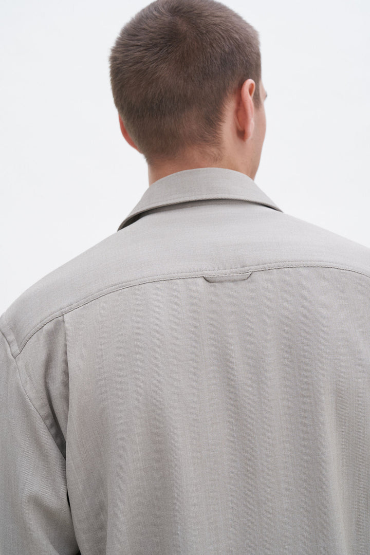 Boxy Wool Twill Shirt - Sage Melange