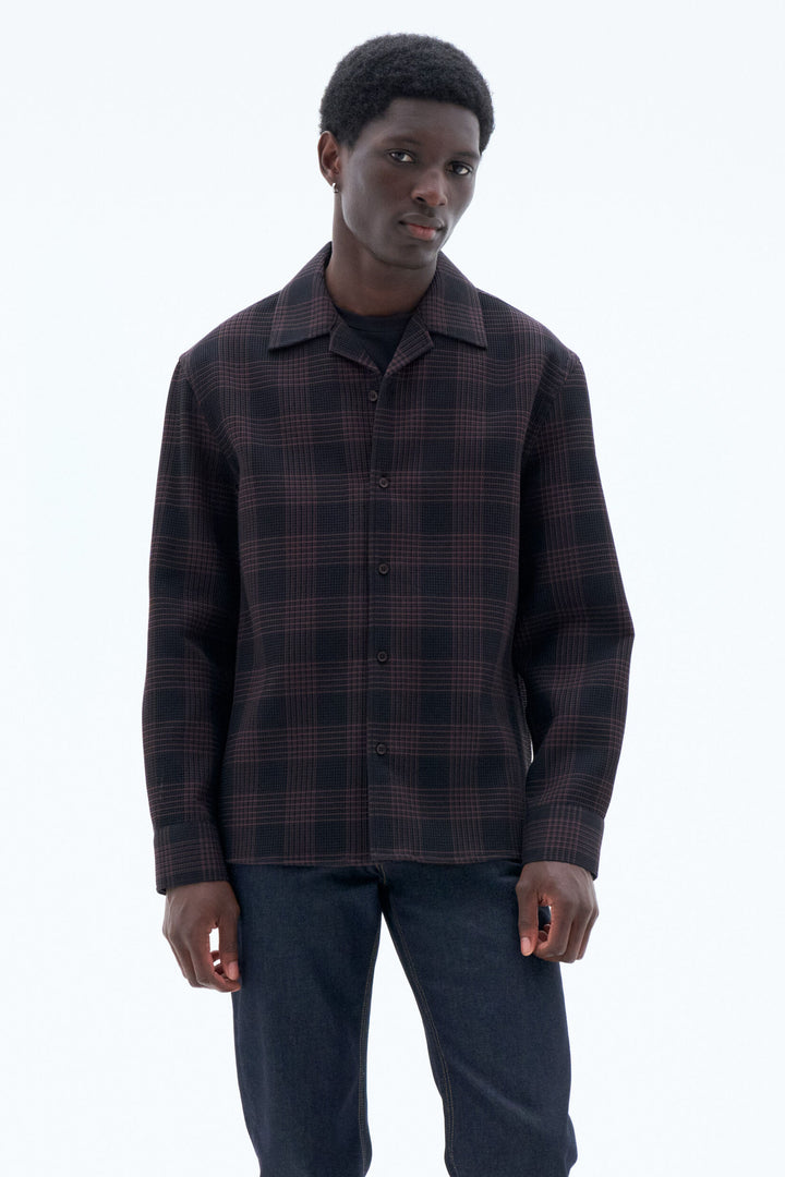 WAFFLE CHECK RESORT SHIRT - Dark Chocolate/Black Check