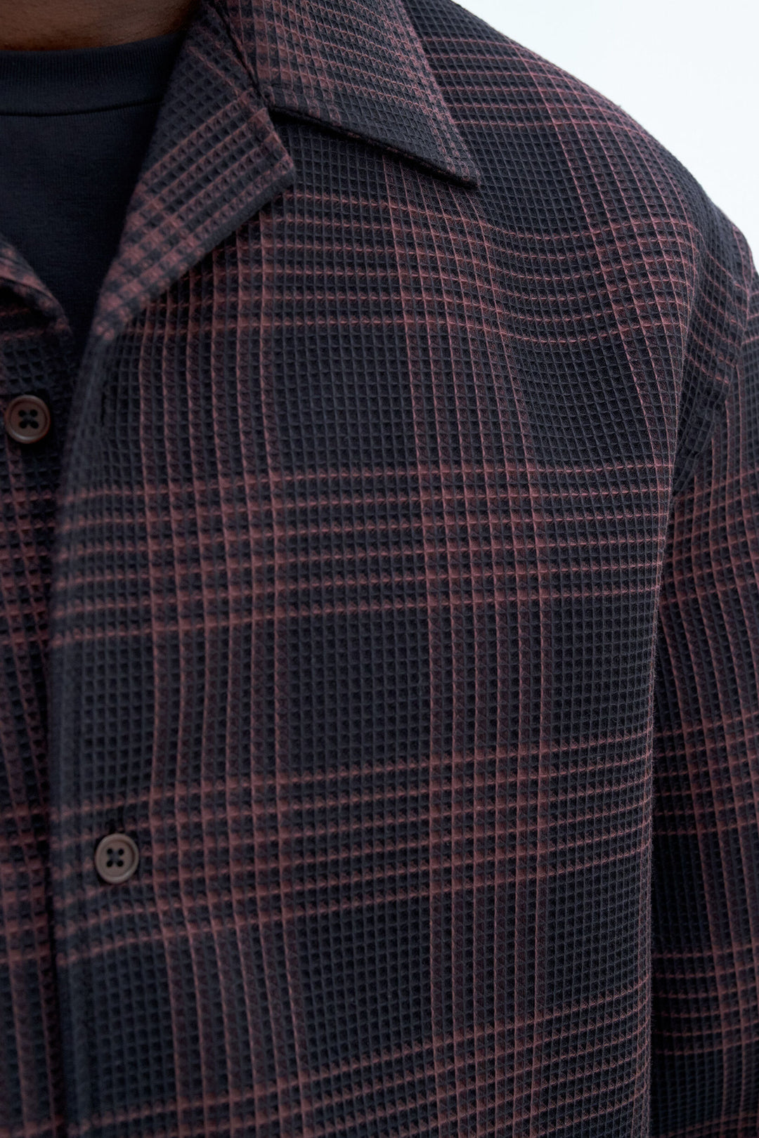 WAFFLE CHECK RESORT SHIRT - Dark Chocolate/Black Check
