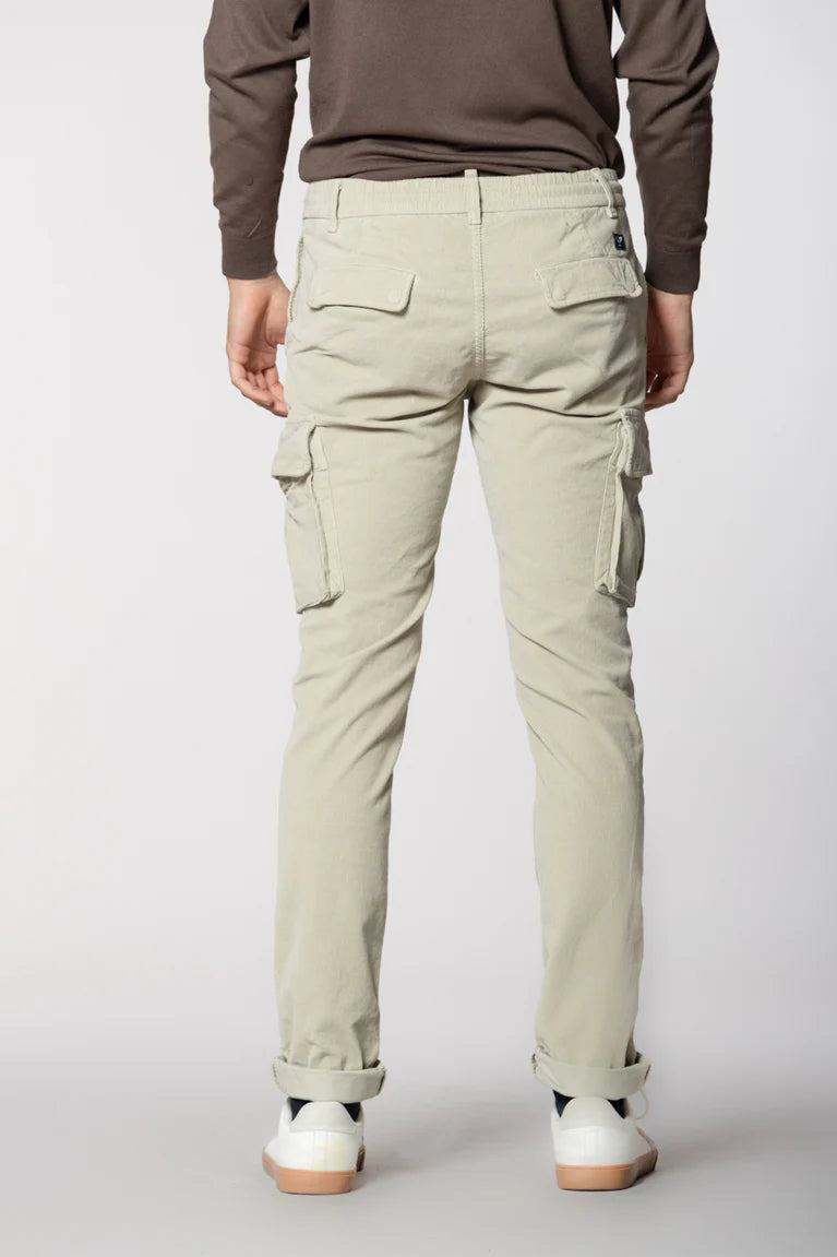 PF-CHILE  CORDUROY SLIM CARGO JOGGER TROUSERS - ICE