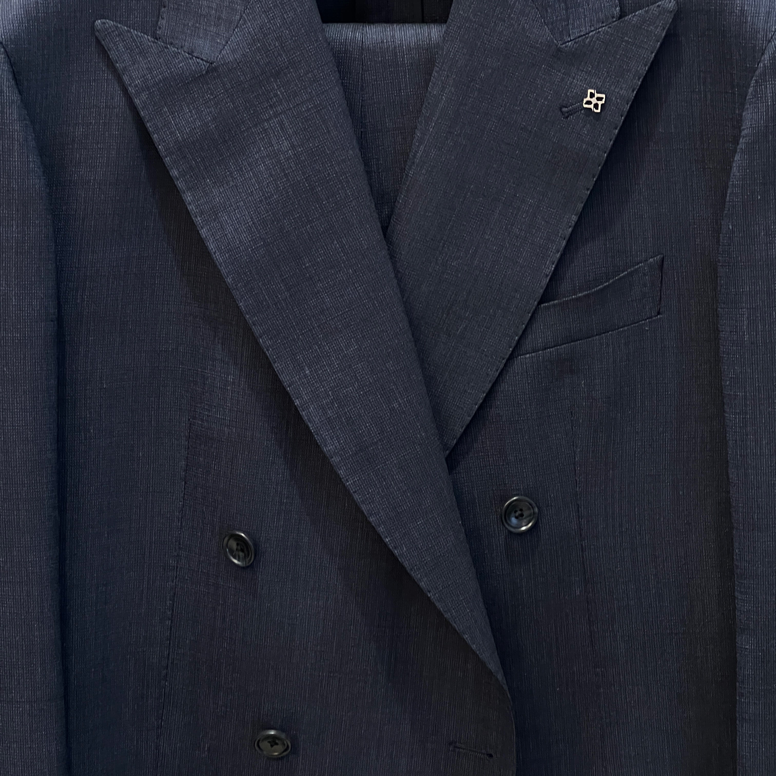 DOUBLE-BREASTED WOOL SUIT - NAVY