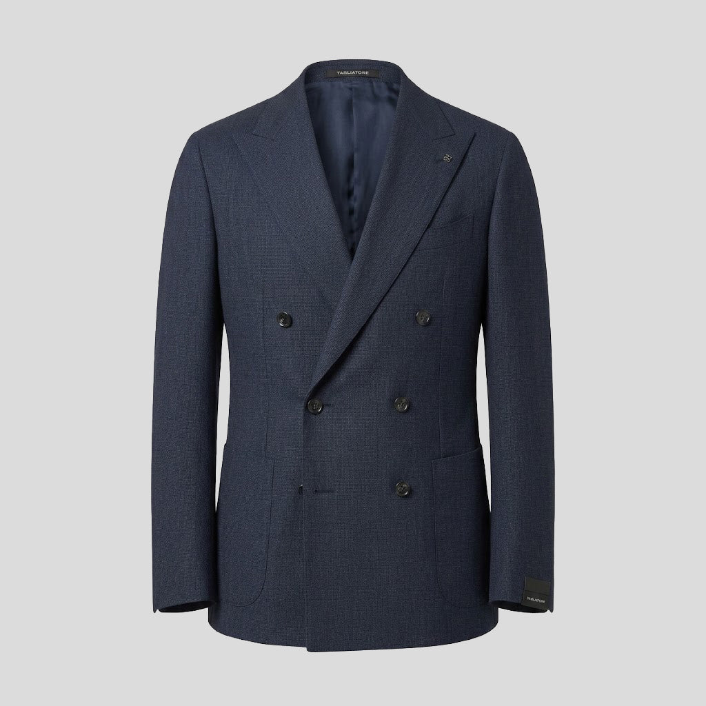 DOUBLE-BREASTED WOOL SUIT - NAVY