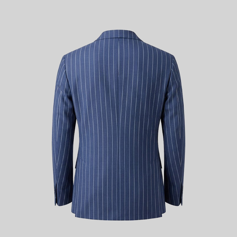 VIRGIN WOOL SUIT - PINSTRIPE BLUE/WHITE
