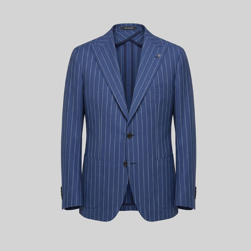 VIRGIN WOOL SUIT - PINSTRIPE BLUE/WHITE