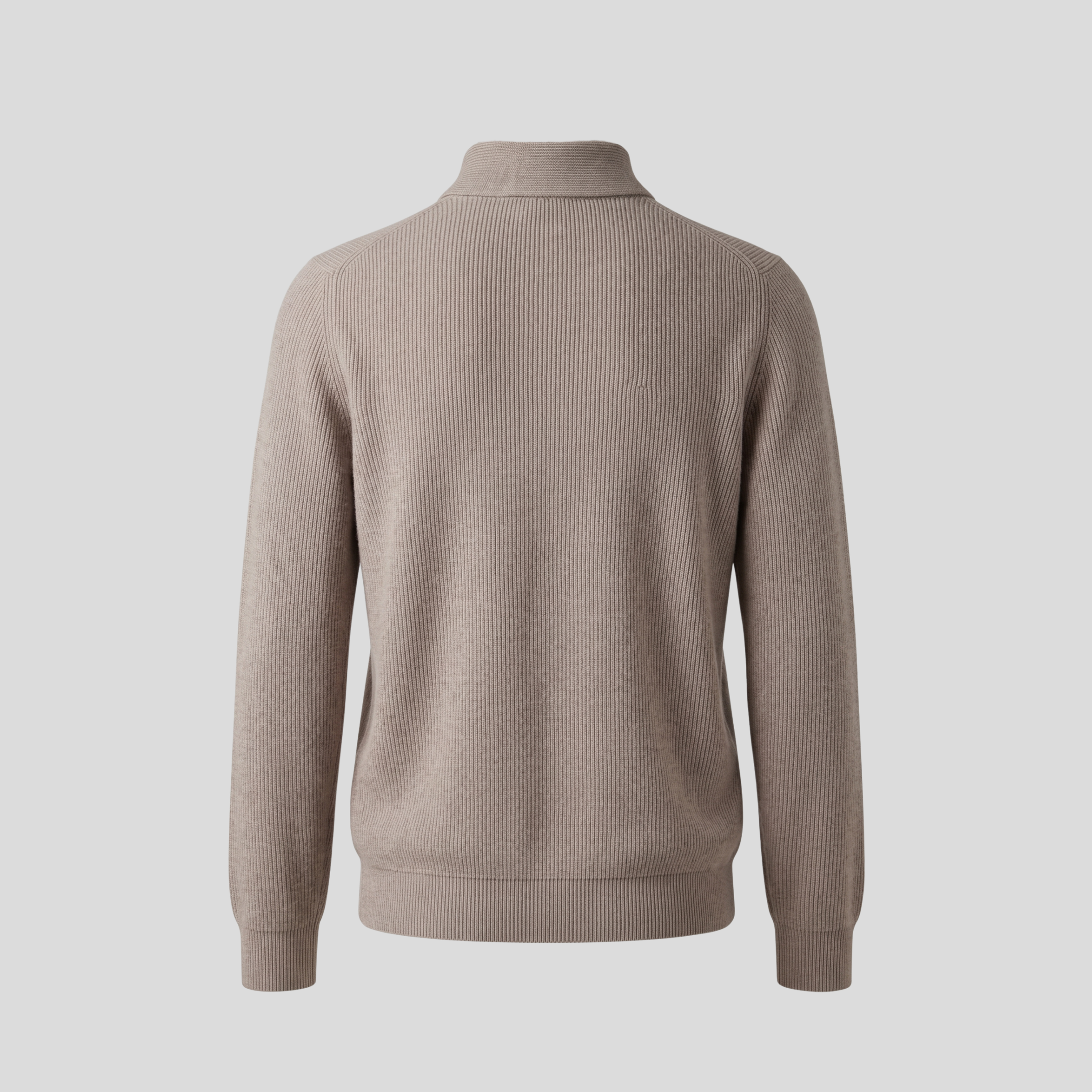 RIBBED POLO SWEATER - GREIGE