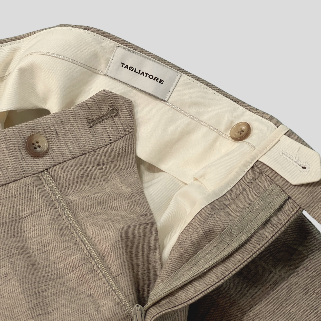 LINEN BLEND TROUSERS - BEIGE