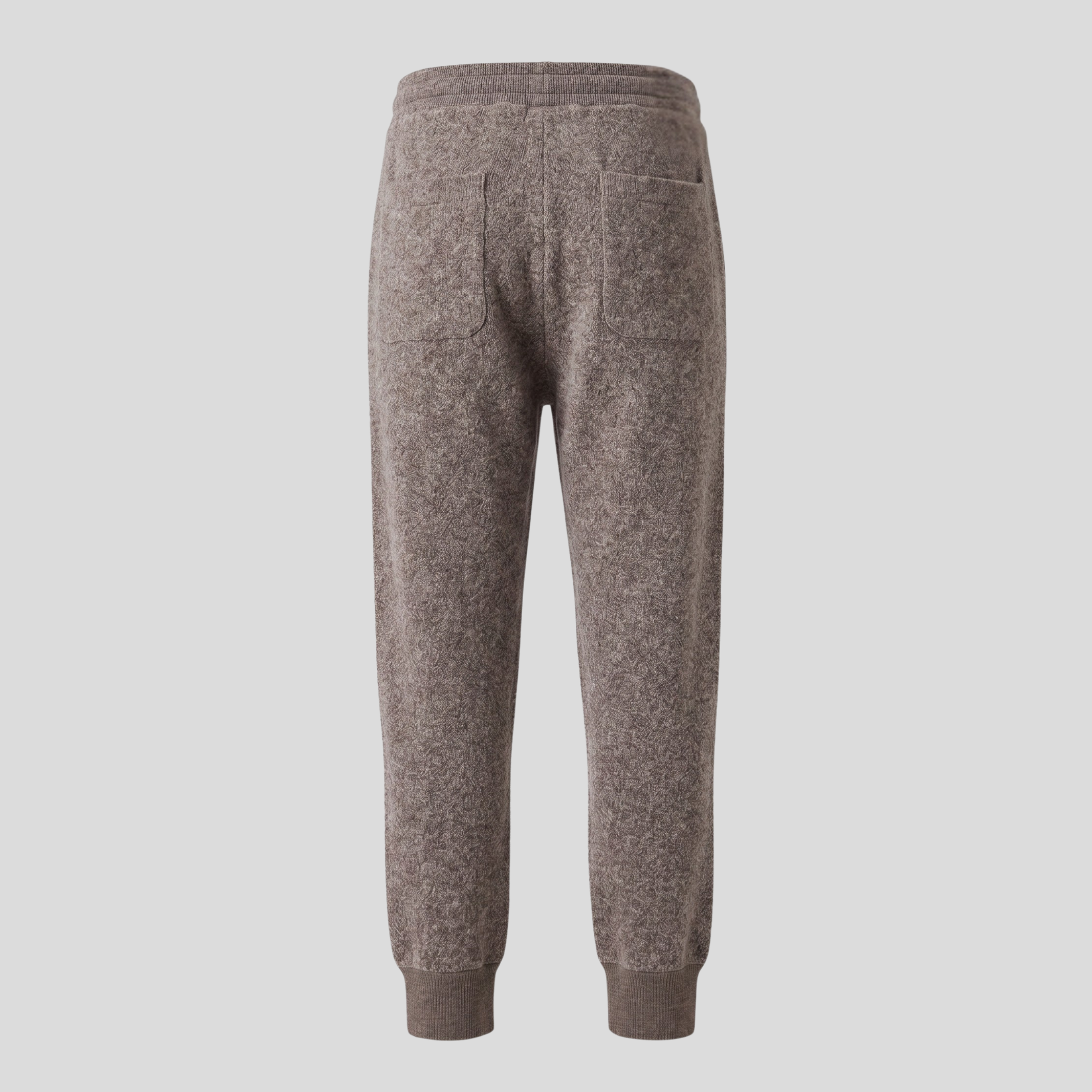 WOOL BLEND RELAX FIT PANTS - DARK BROWN