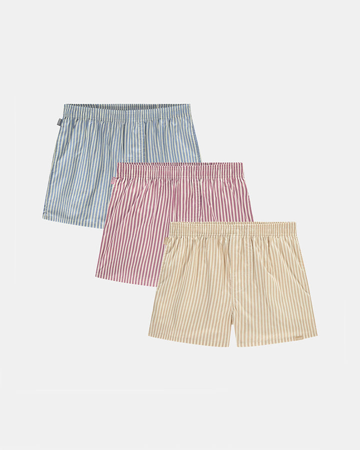 3 paires de caleçons - Rayures pastel