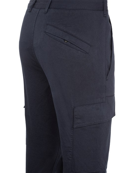 Cargo pants in stretch cotton wool satin - NAVY BLUE