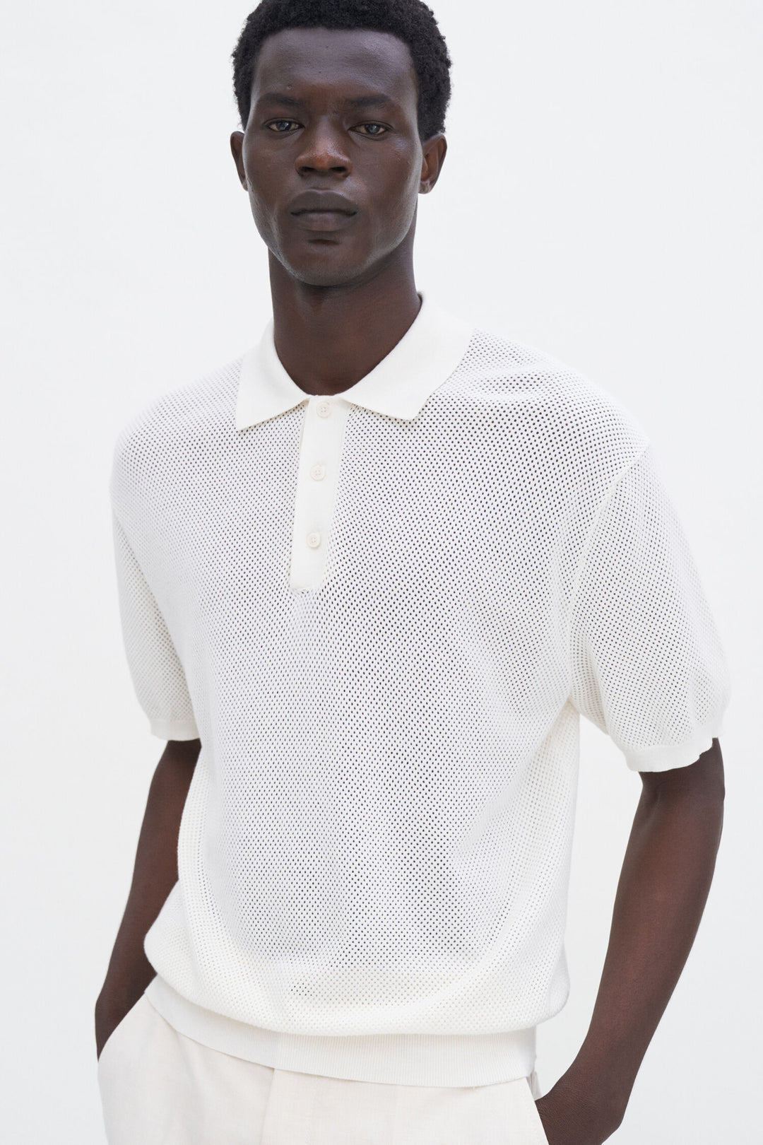 Mesh Polo - Chalk