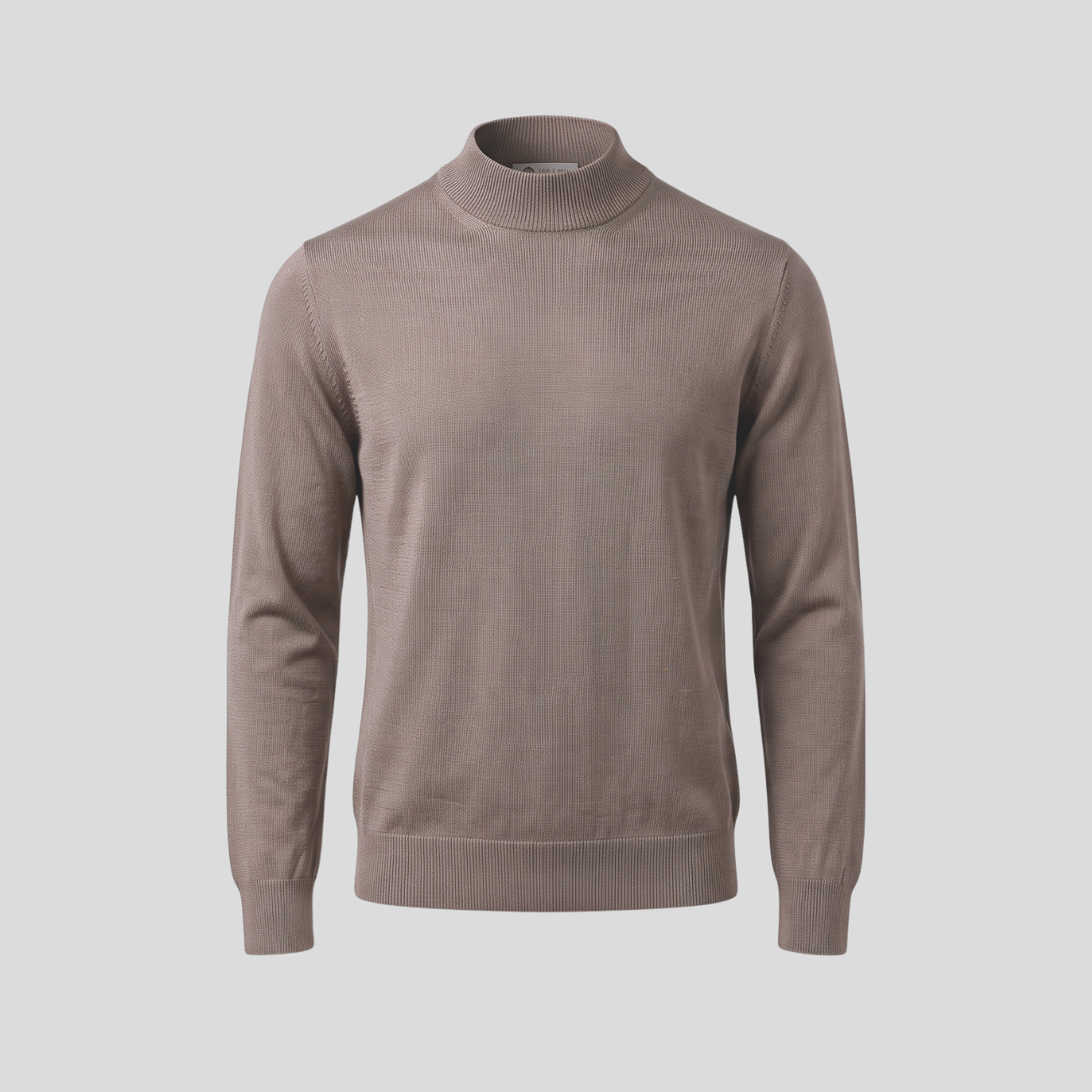 WOOL MOCKNECK SWEATER - BEIGE