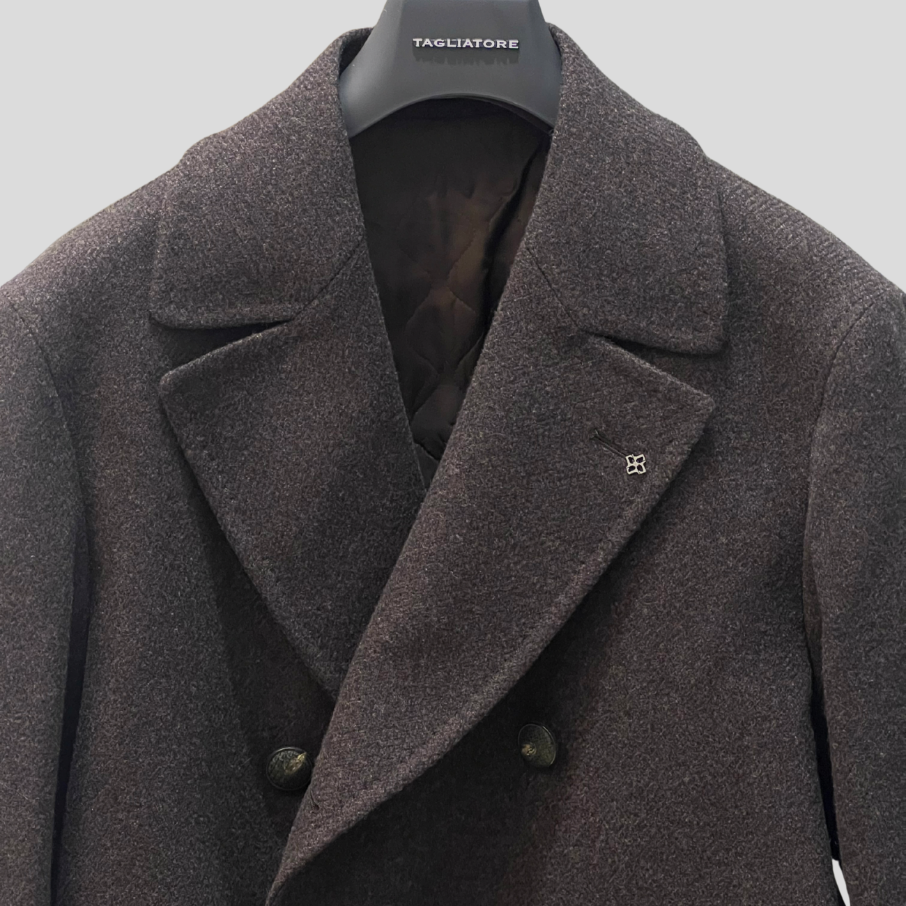 CASHMERE BLEND DOUBLE BREASTED COAT - BROWN PLUM