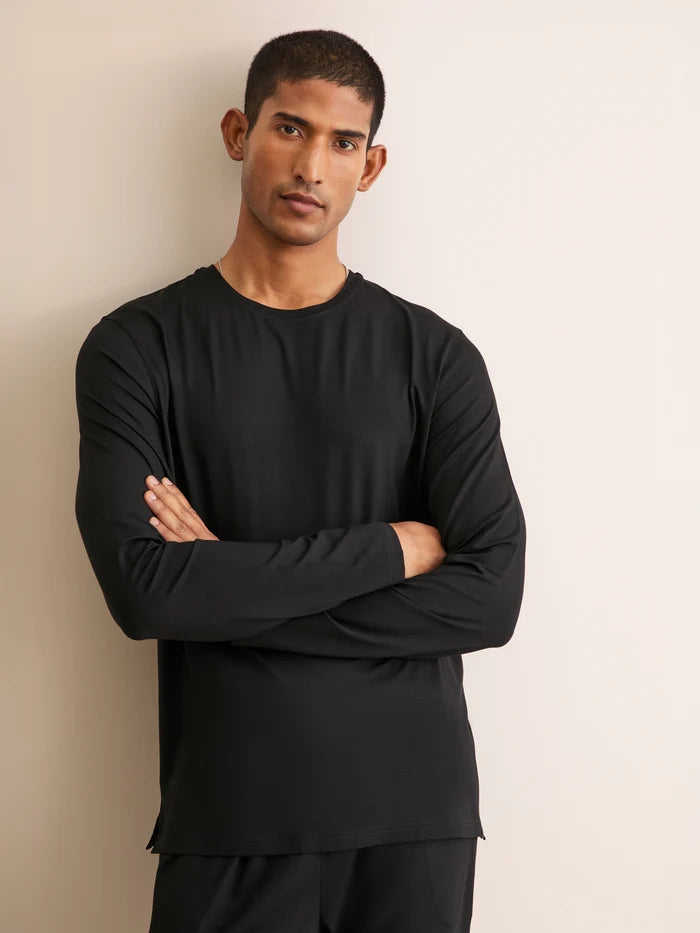 MICRO MODAL LONG SLEEVE T-SHIRT - BLACK