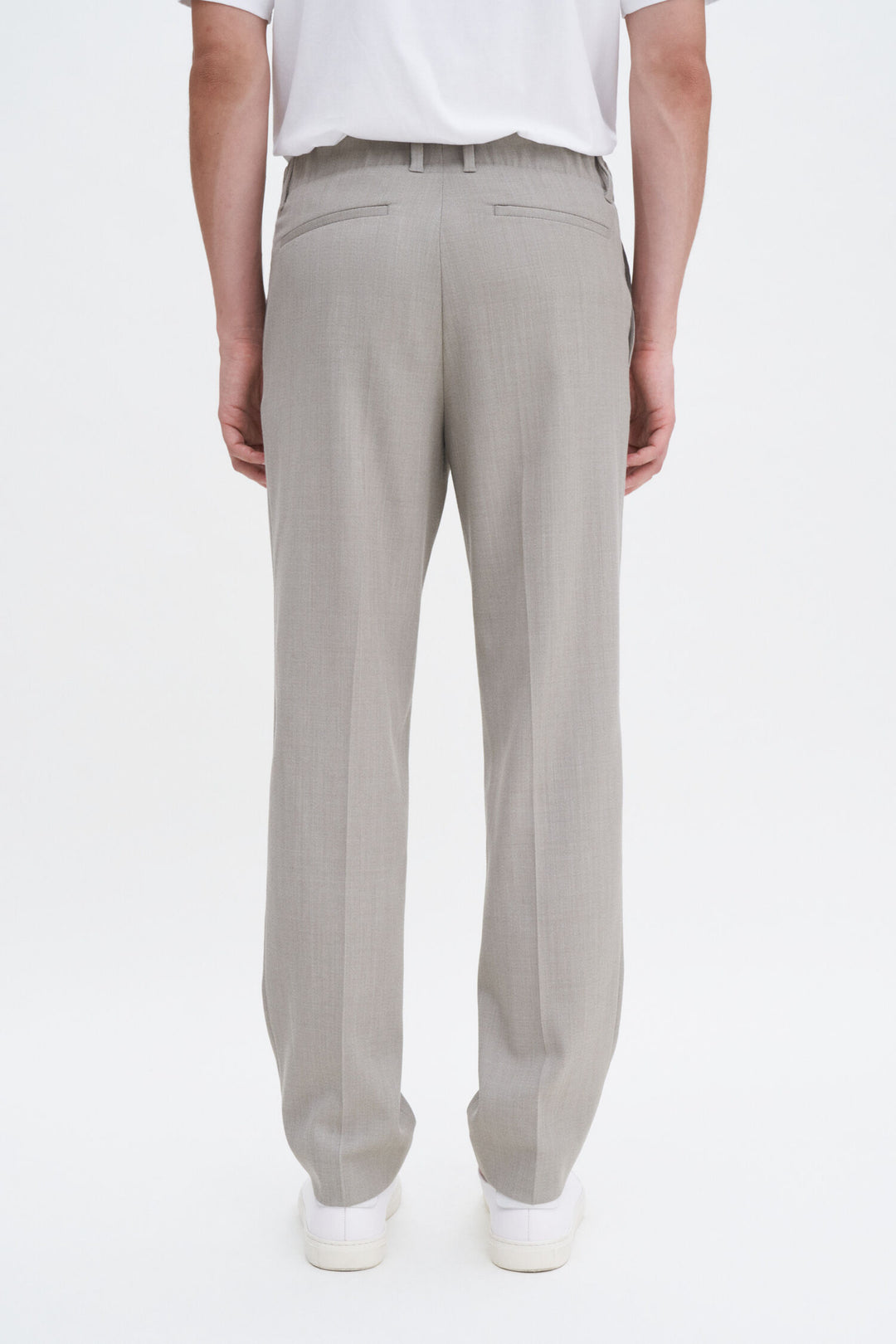 Troy Elastic Waist Tailored Trousers - Sage Melange