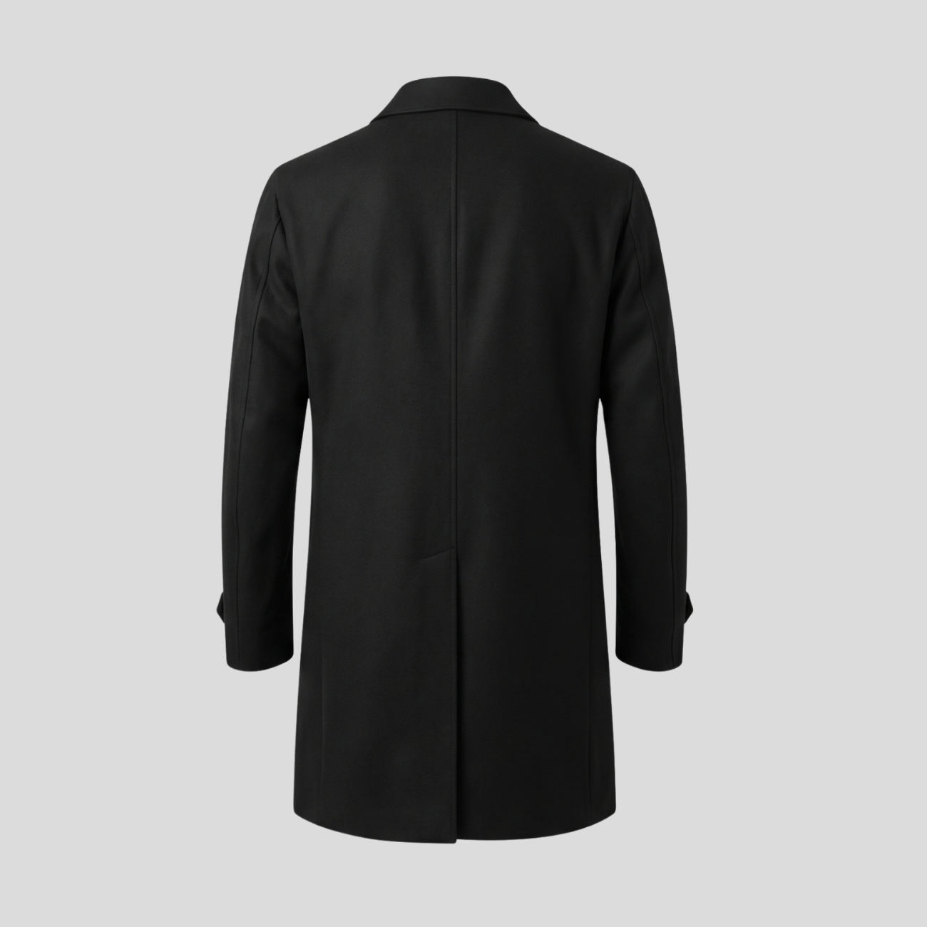 WATER REPELLENT WOOL TRENCH - BLACK