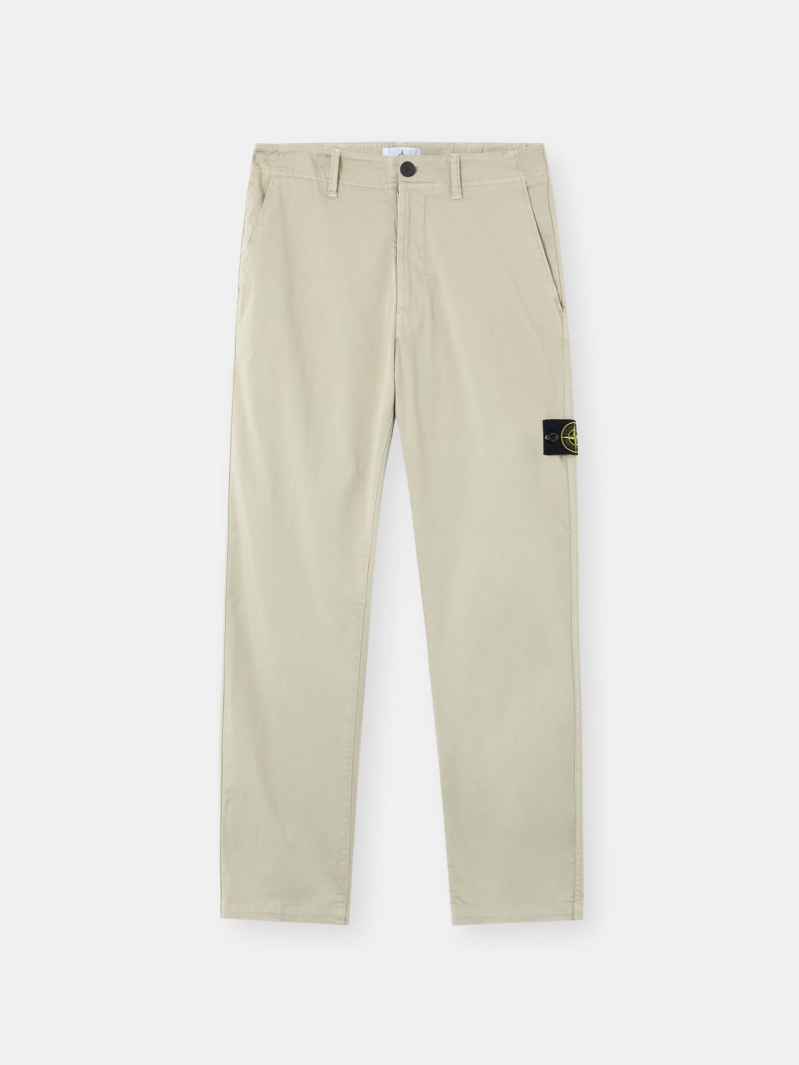 STRETCH ORGANIC COTTON SATIN CHINO PANTS - SAND