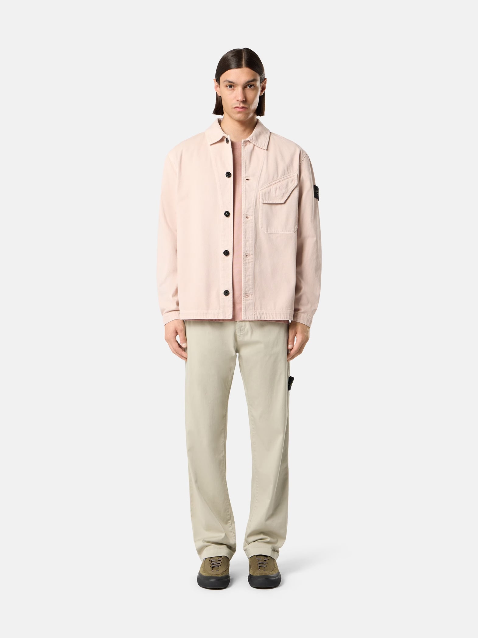 STRETCH ORGANIC COTTON SATIN CHINO PANTS - SAND