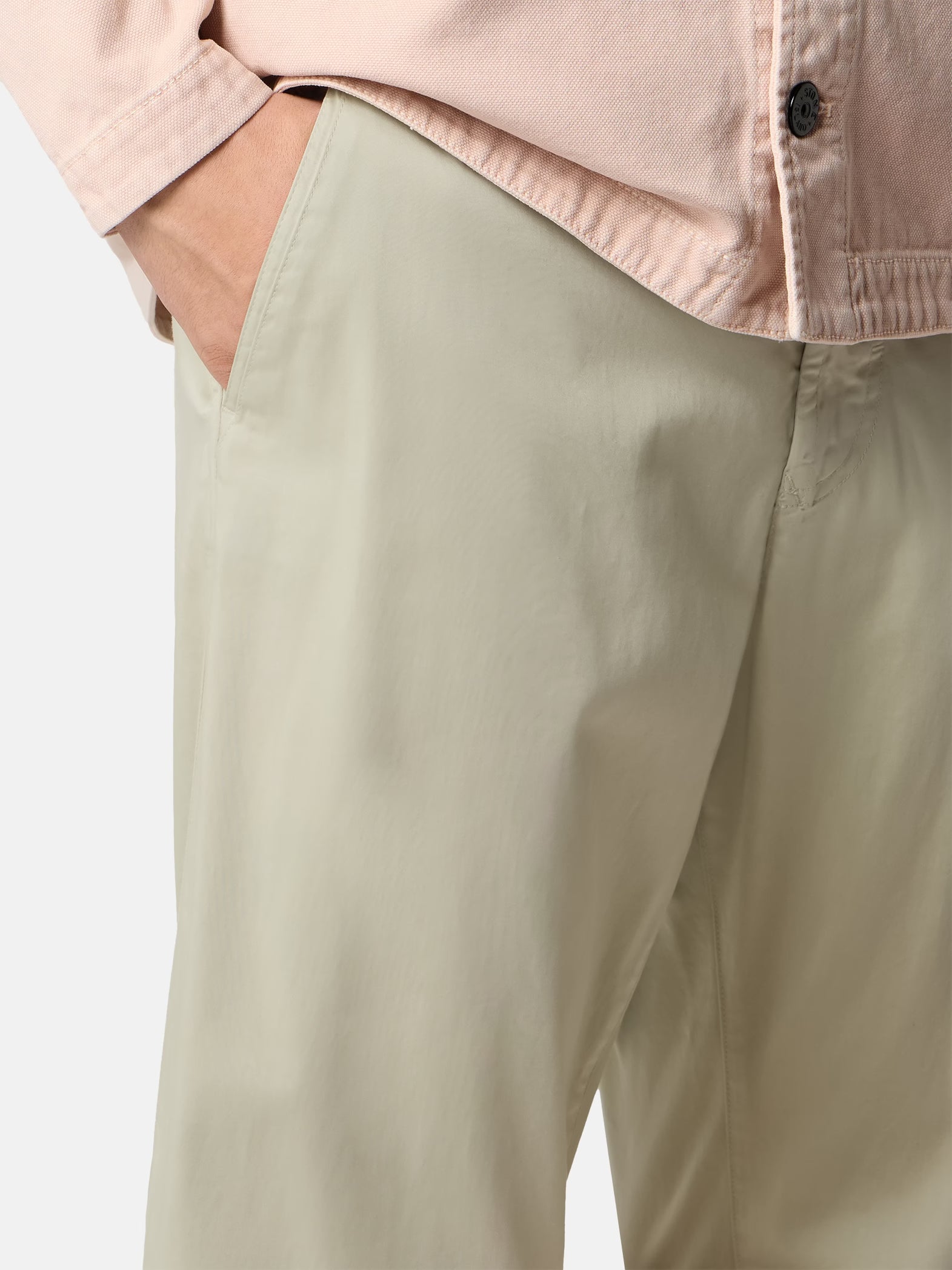 STRETCH ORGANIC COTTON SATIN CHINO PANTS - SAND