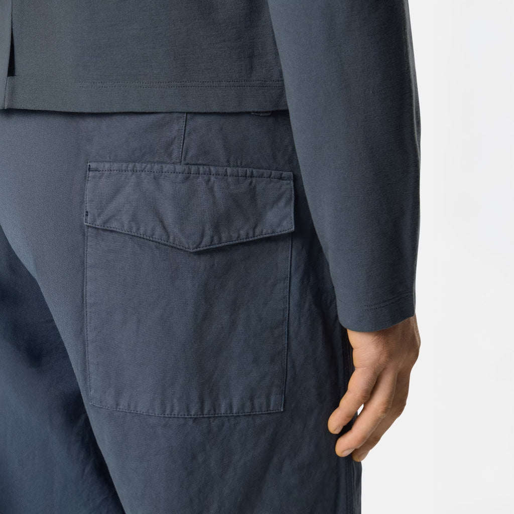 COTTON LINEN CANVAS_S.I.GHOST TROUSERS - SLATE BLUE