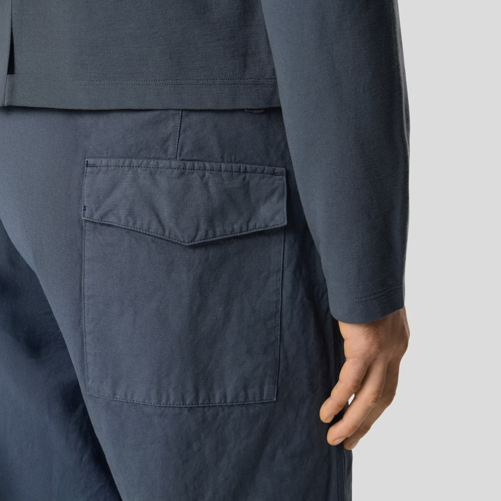 COTTON LINEN CANVAS_S.I.GHOST TROUSERS - SLATE BLUE