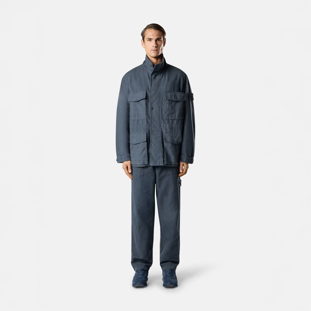COTTON LINEN CANVAS_S.I.GHOST TROUSERS - SLATE BLUE