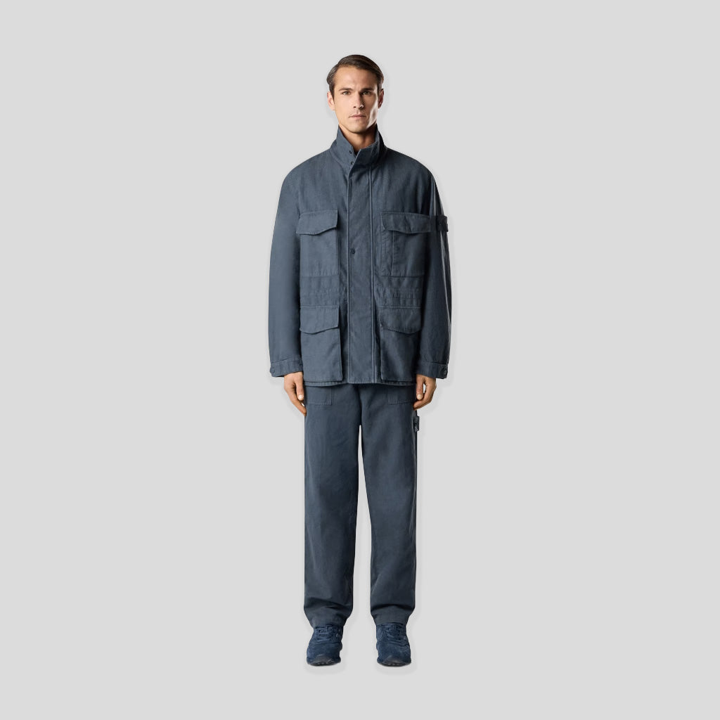 COTTON LINEN CANVAS_S.I.GHOST TROUSERS - SLATE BLUE