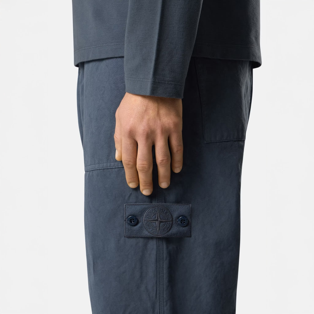 COTTON LINEN CANVAS_S.I.GHOST TROUSERS - SLATE BLUE