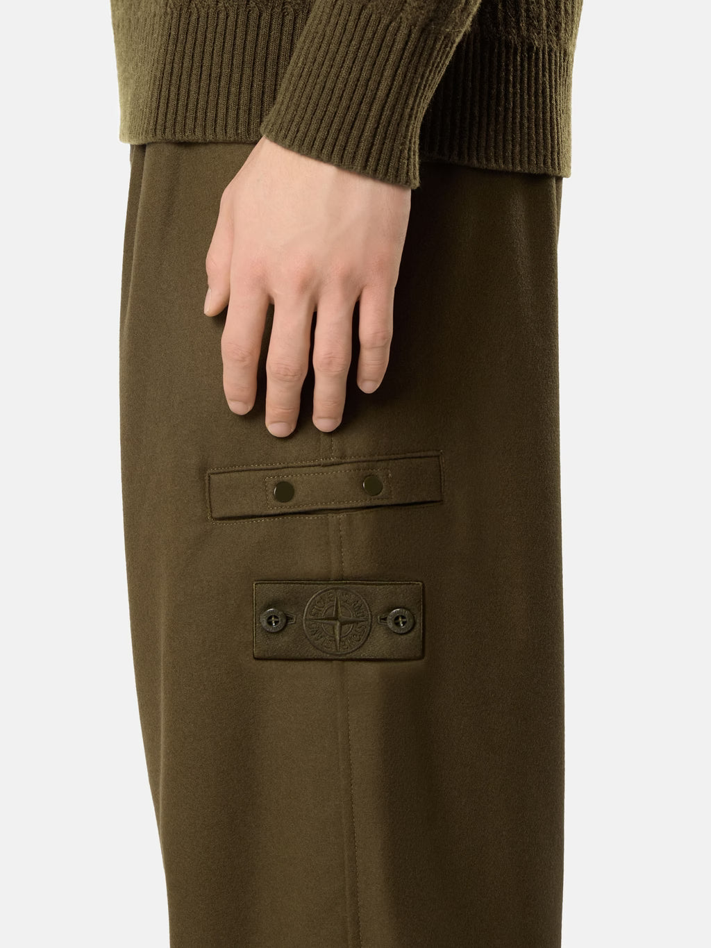 WOOL NYLON FLANNEL_S.I. GHOST SWEATPANTS - MILITARY GREEN