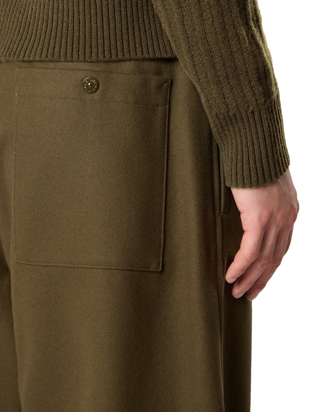 WOOL NYLON FLANNEL_S.I. GHOST SWEATPANTS - MILITARY GREEN