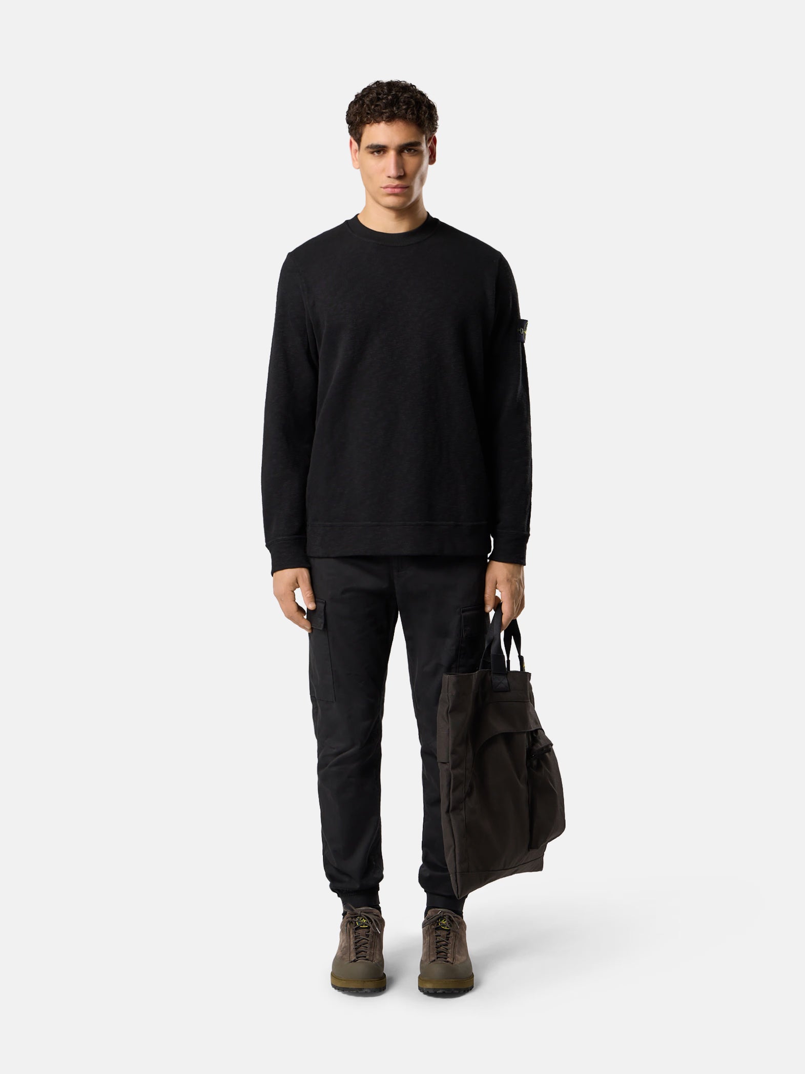 ORGANIC COTTON BLEND CARGO PANTS - BLACK