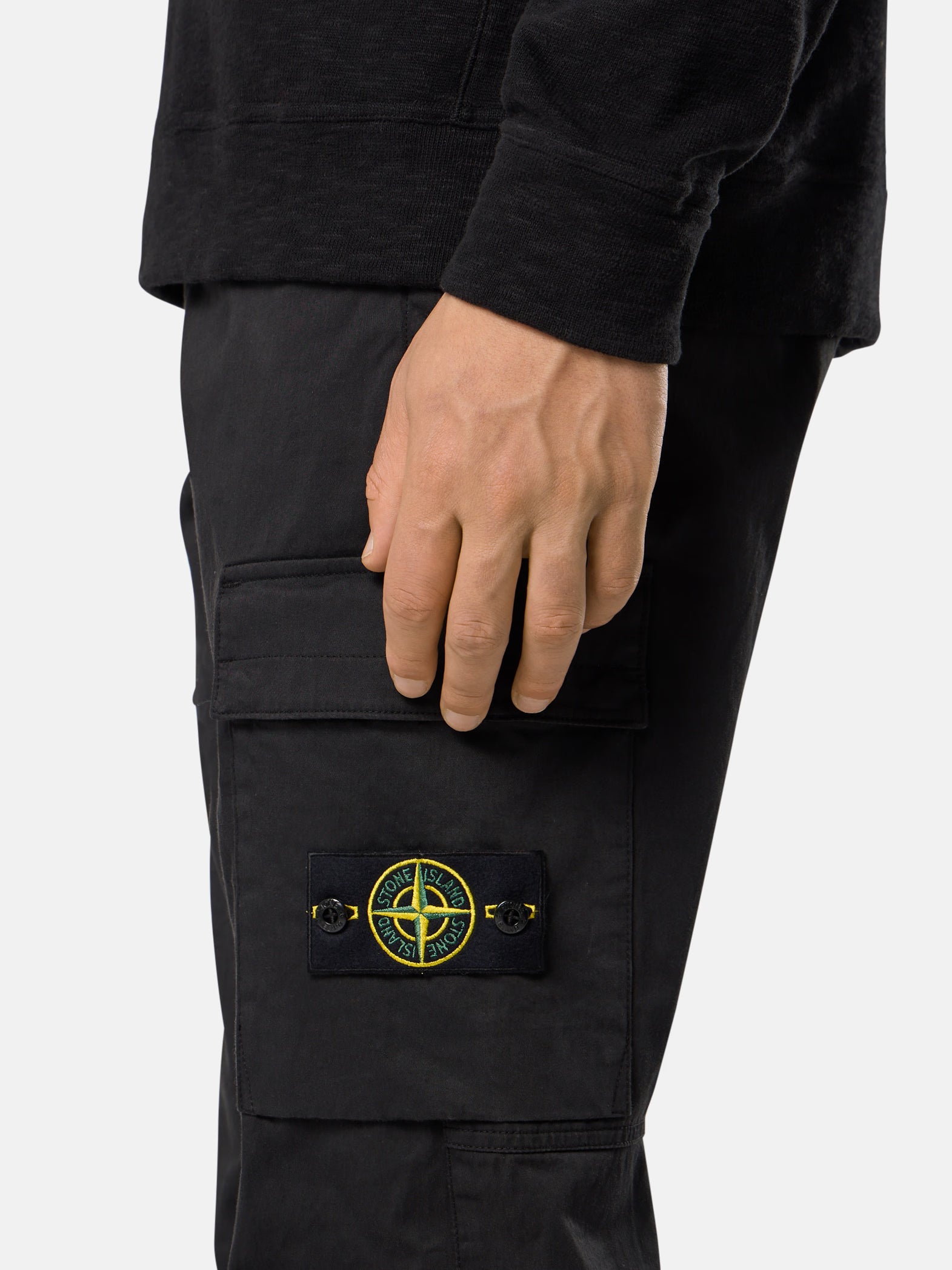 ORGANIC COTTON BLEND CARGO PANTS - BLACK