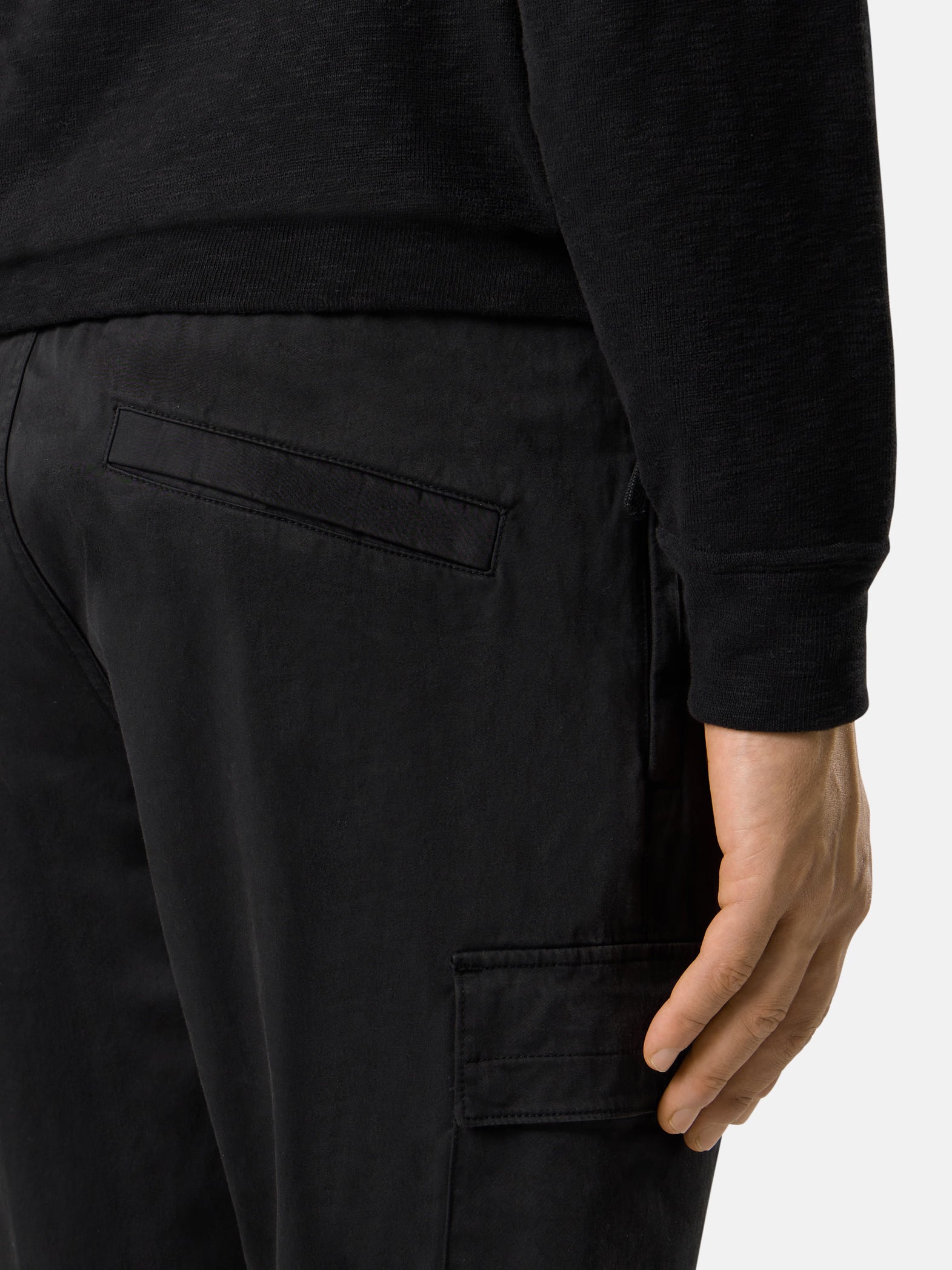 ORGANIC COTTON BLEND CARGO PANTS - BLACK