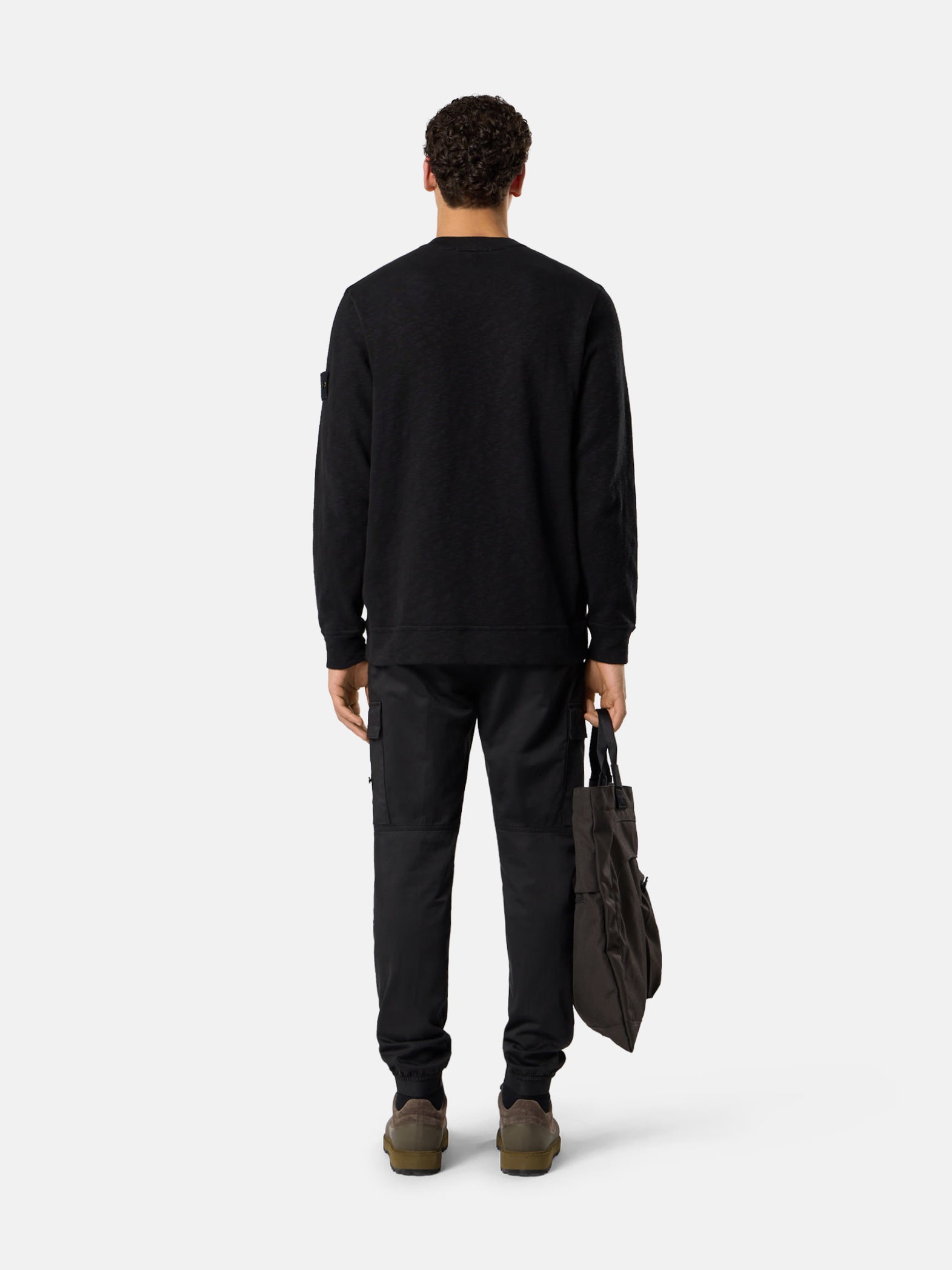 ORGANIC COTTON BLEND CARGO PANTS - BLACK