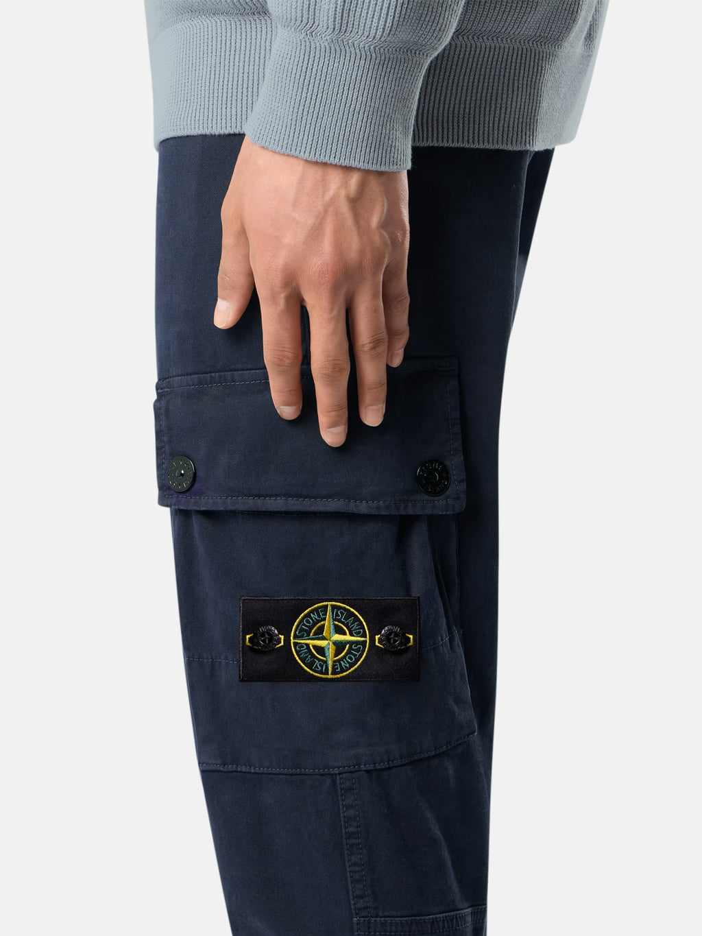STRETCH ORGANIC COTTON CARGO PANTS - NAVY