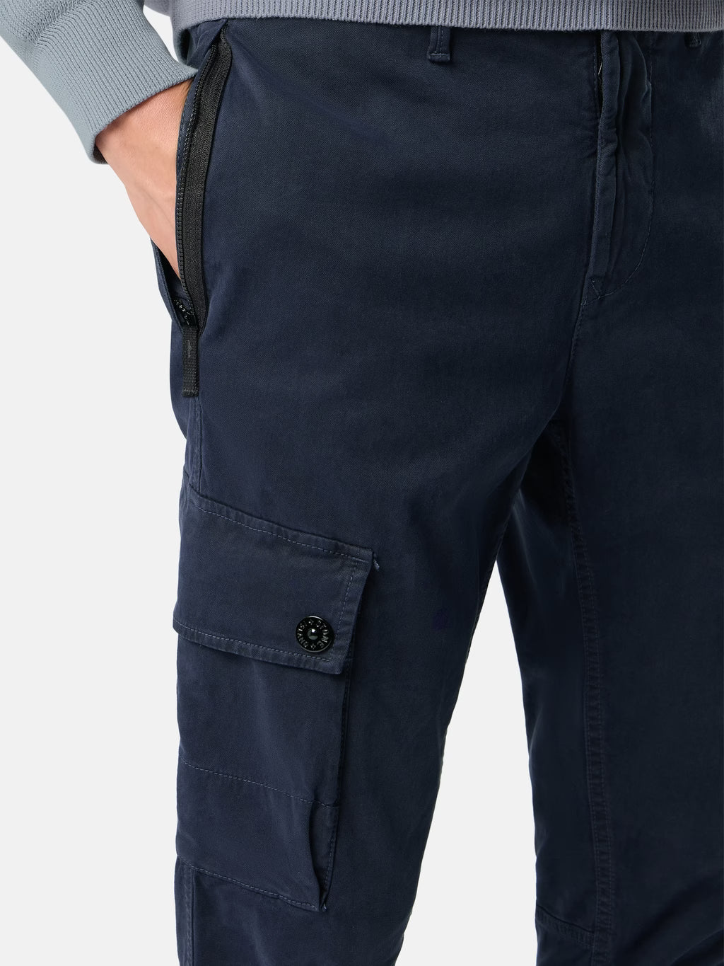 STRETCH ORGANIC COTTON CARGO PANTS - NAVY