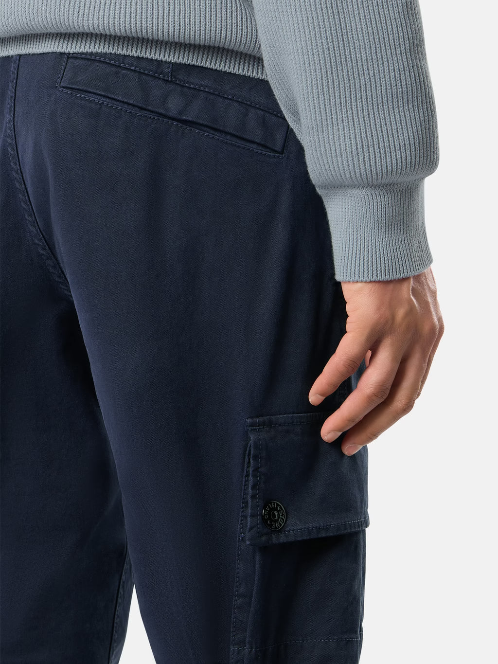 STRETCH ORGANIC COTTON CARGO PANTS - NAVY