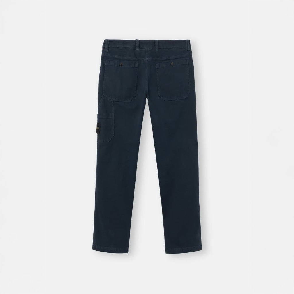 ORGANIC PANAMA COTTON 'OLD' EFFECT TROUSERS - NAVY BLUE