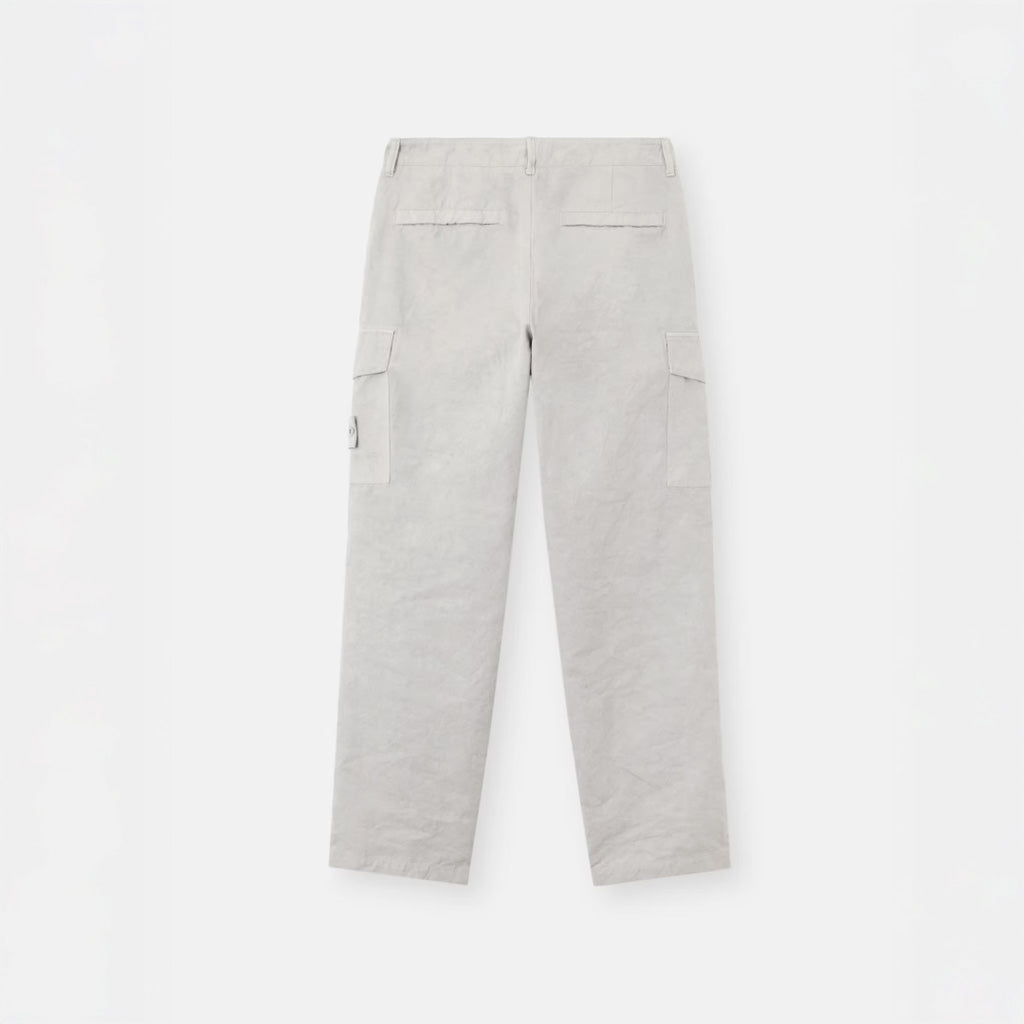 S.I GHOST COTON LINEN CANVAS CARGO TROUSERS - DUST GREY